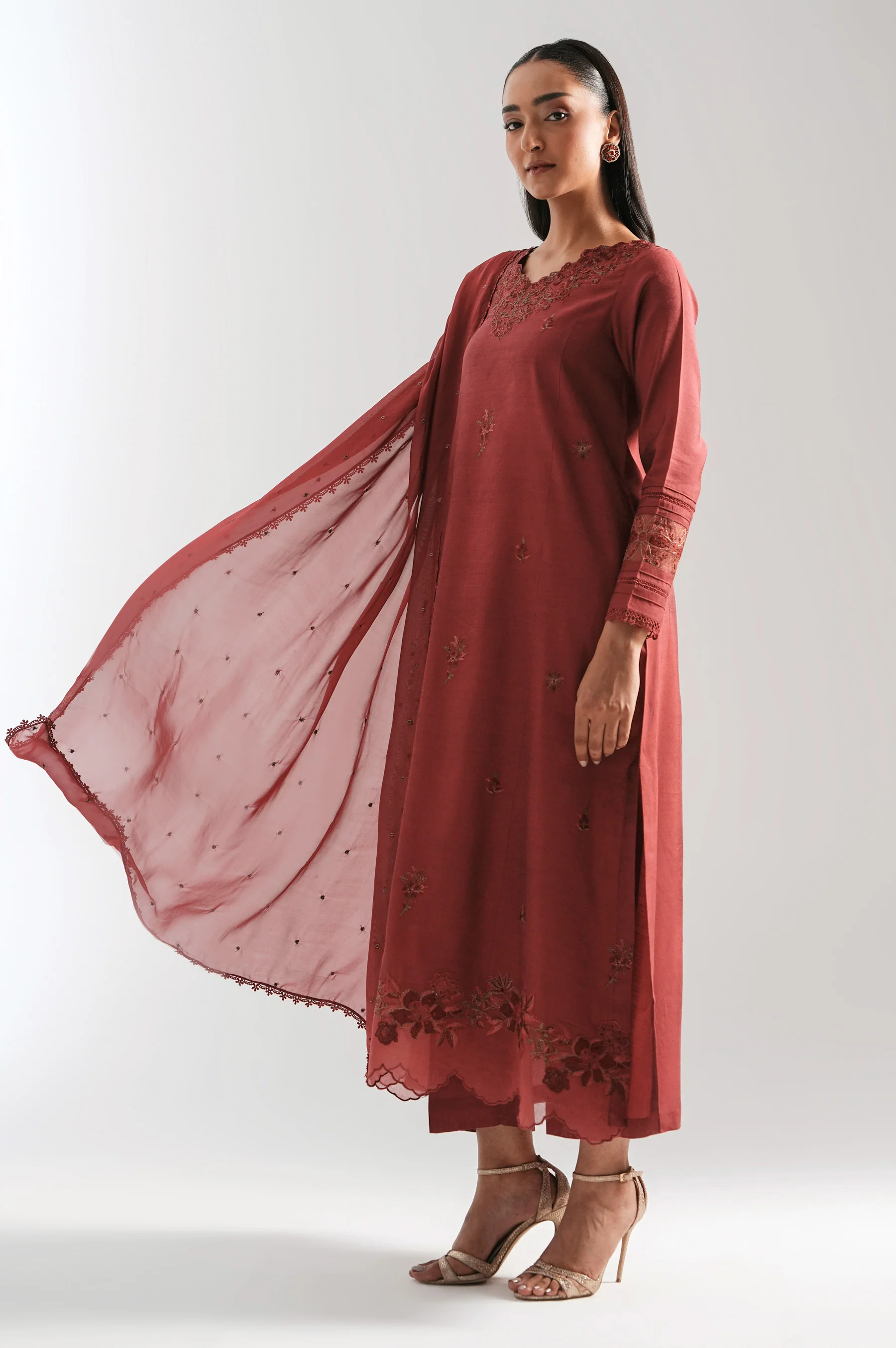 EMBROIDERED COTTON SILK SHIRT