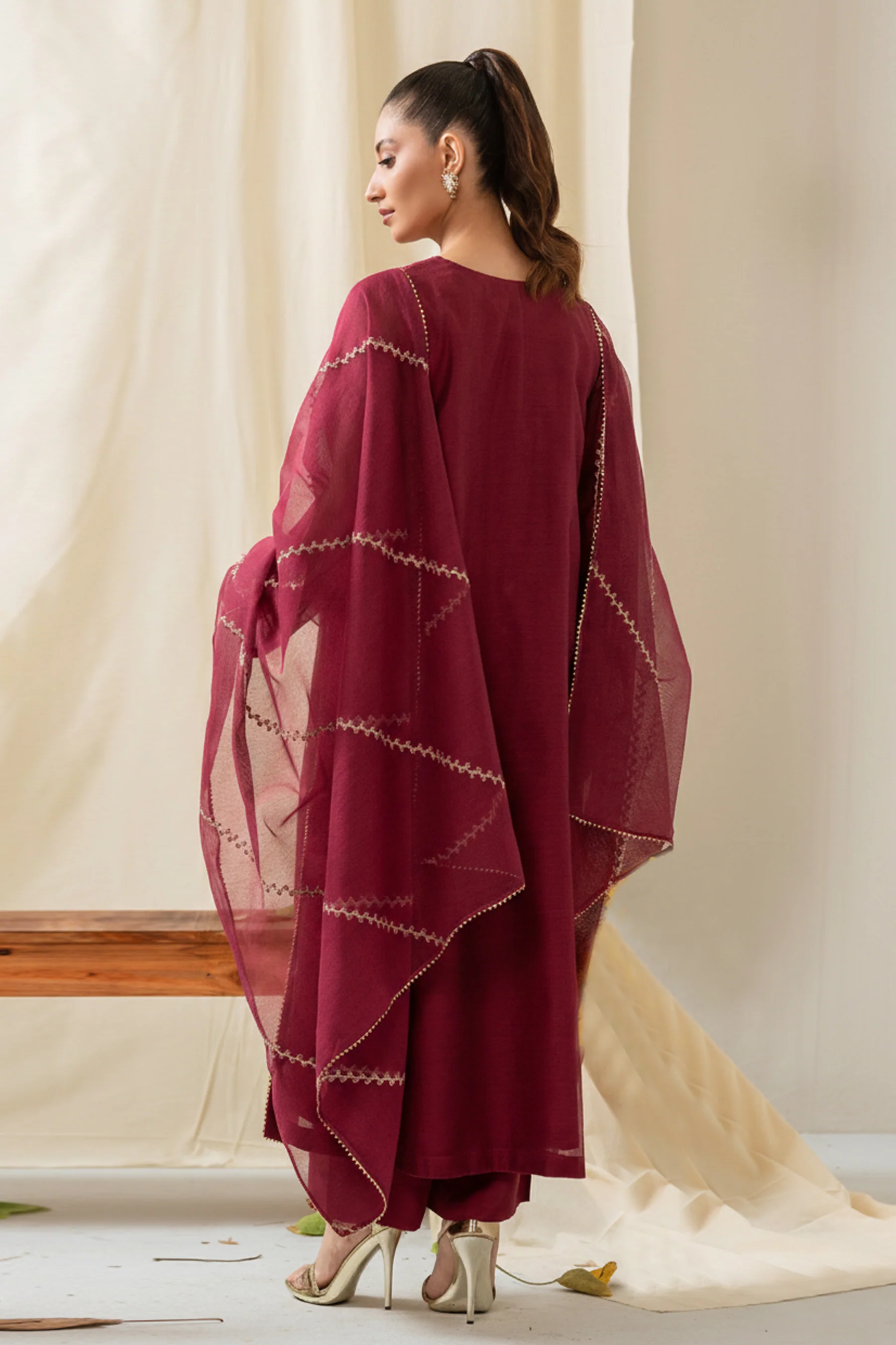 STITCHED EMBROIDERED KHADDI NET SUIT - Image 4