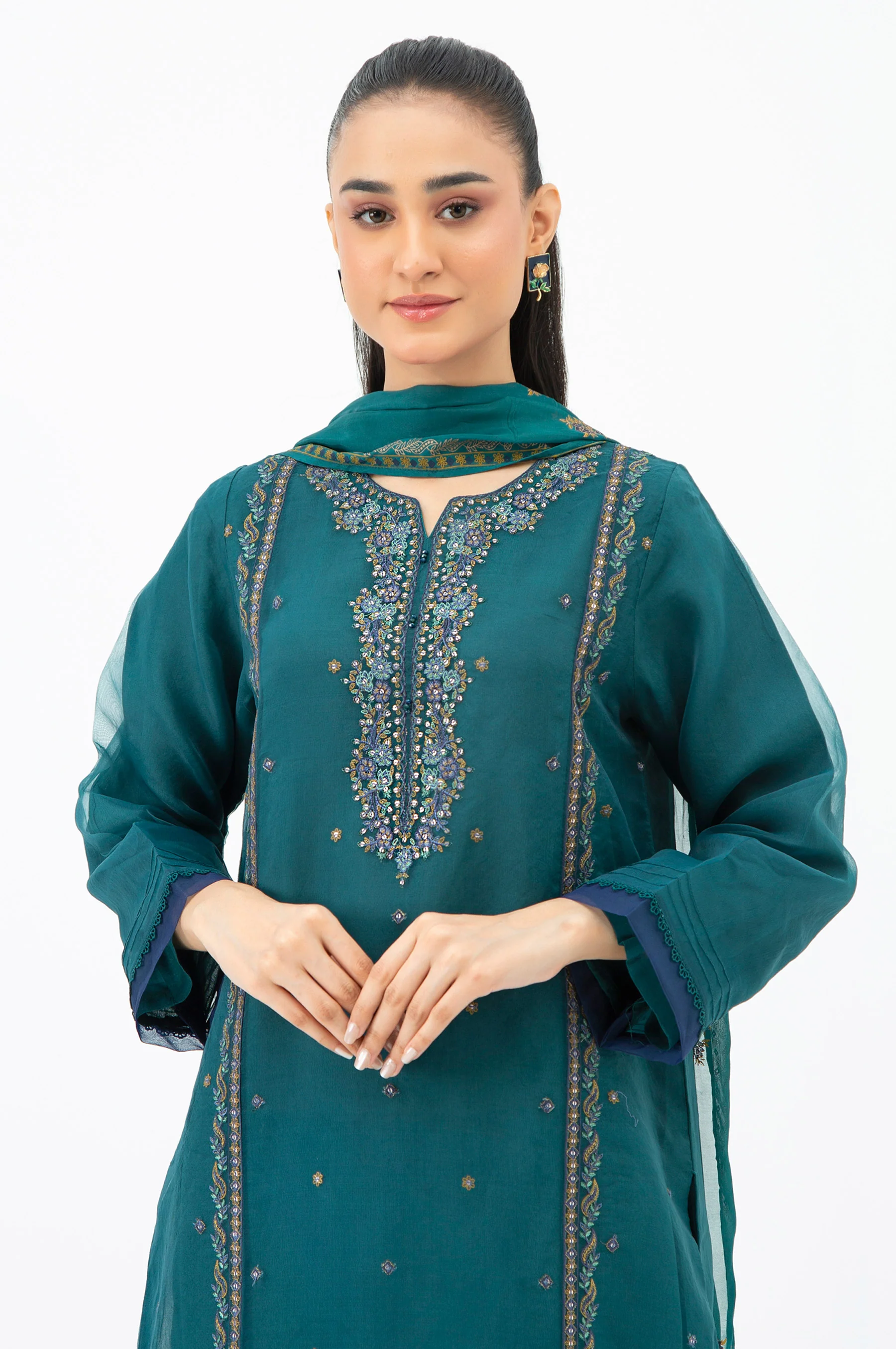 EMBROIDERED STITCHED ORGANZA SHIRT - Image 2