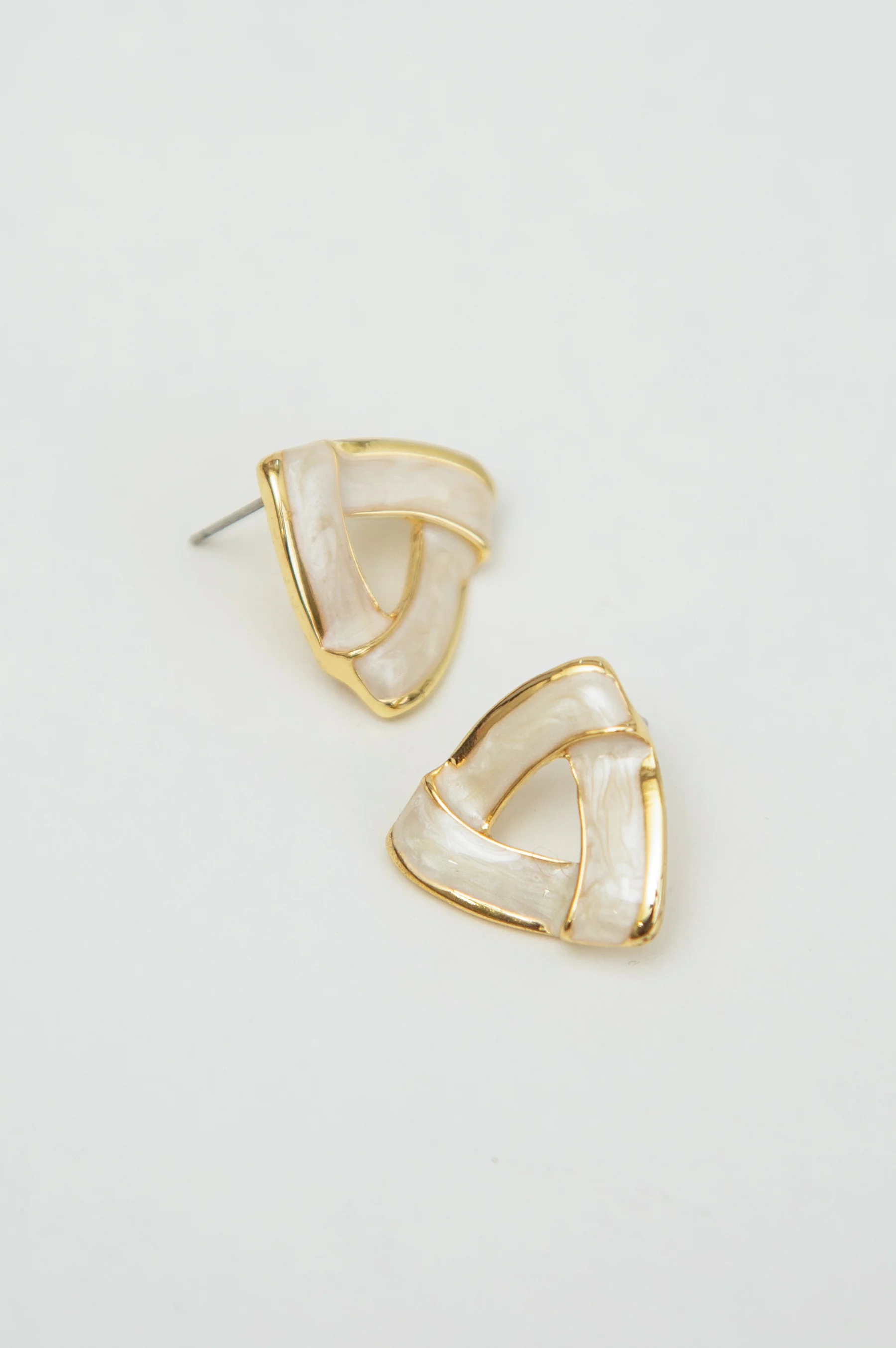 White Triangular Earrings