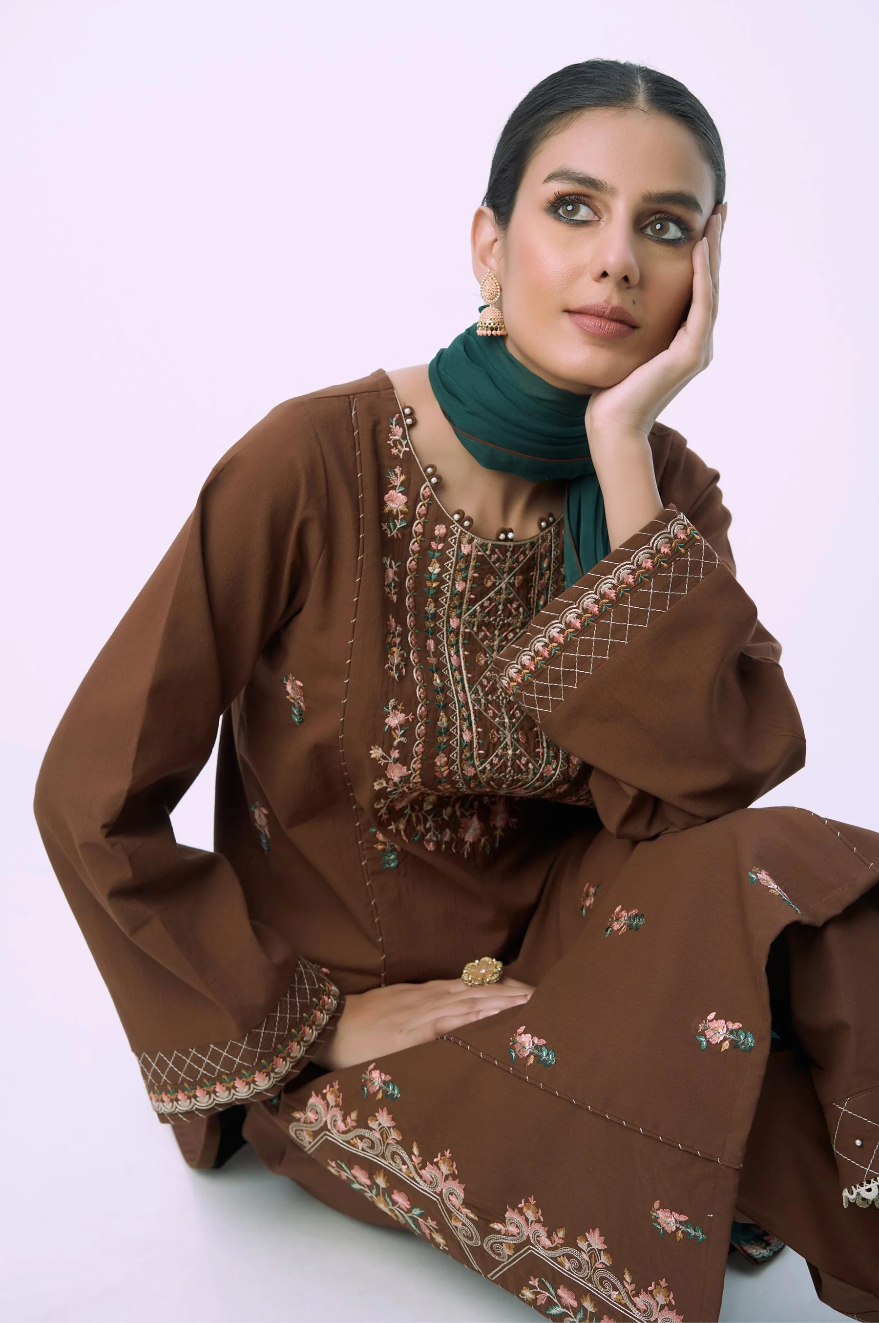 Unstitched 3 Piece Embroidered Cambric Suit - Image 5