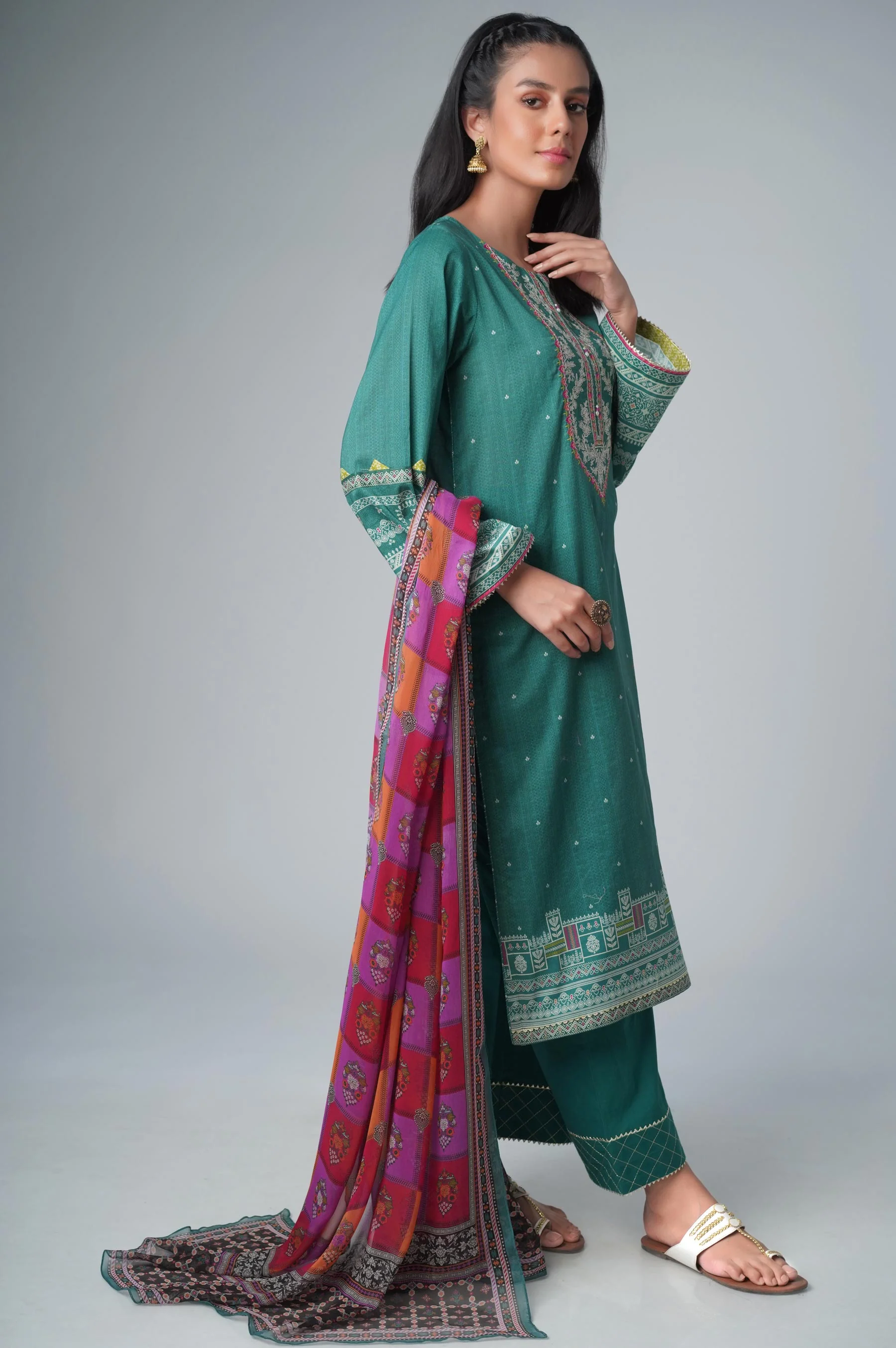 Unstitched 3 Piece Printed Lawn - Image 3