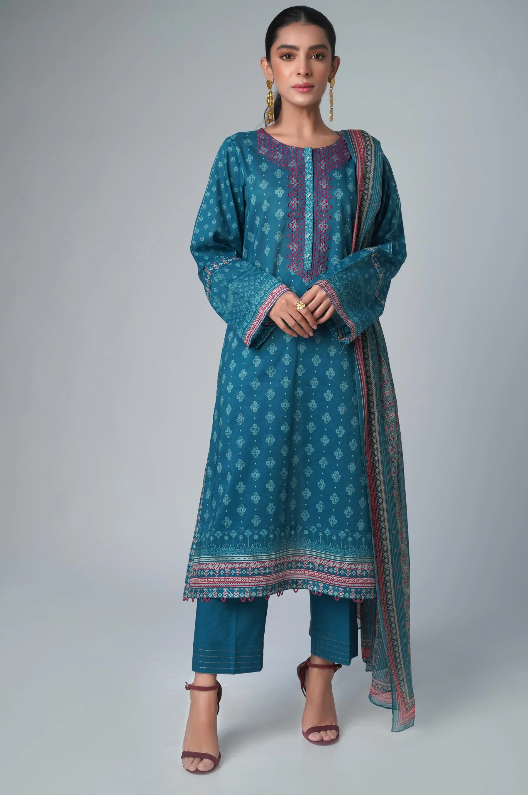 Unstitched 3 Piece Printed Lawn - Image 2