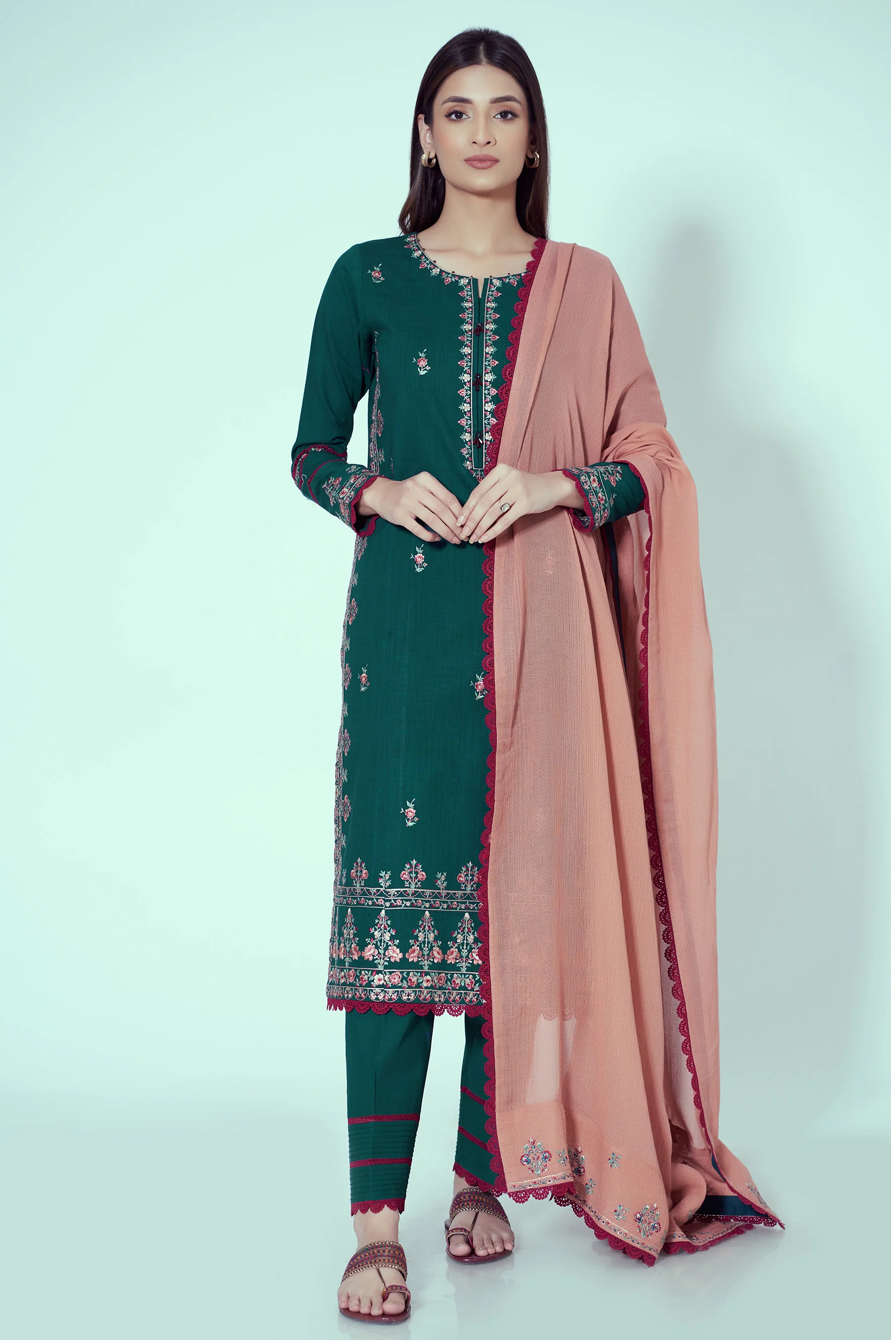 Unstitched 3 Piece Textured Slub Suit - Image 2