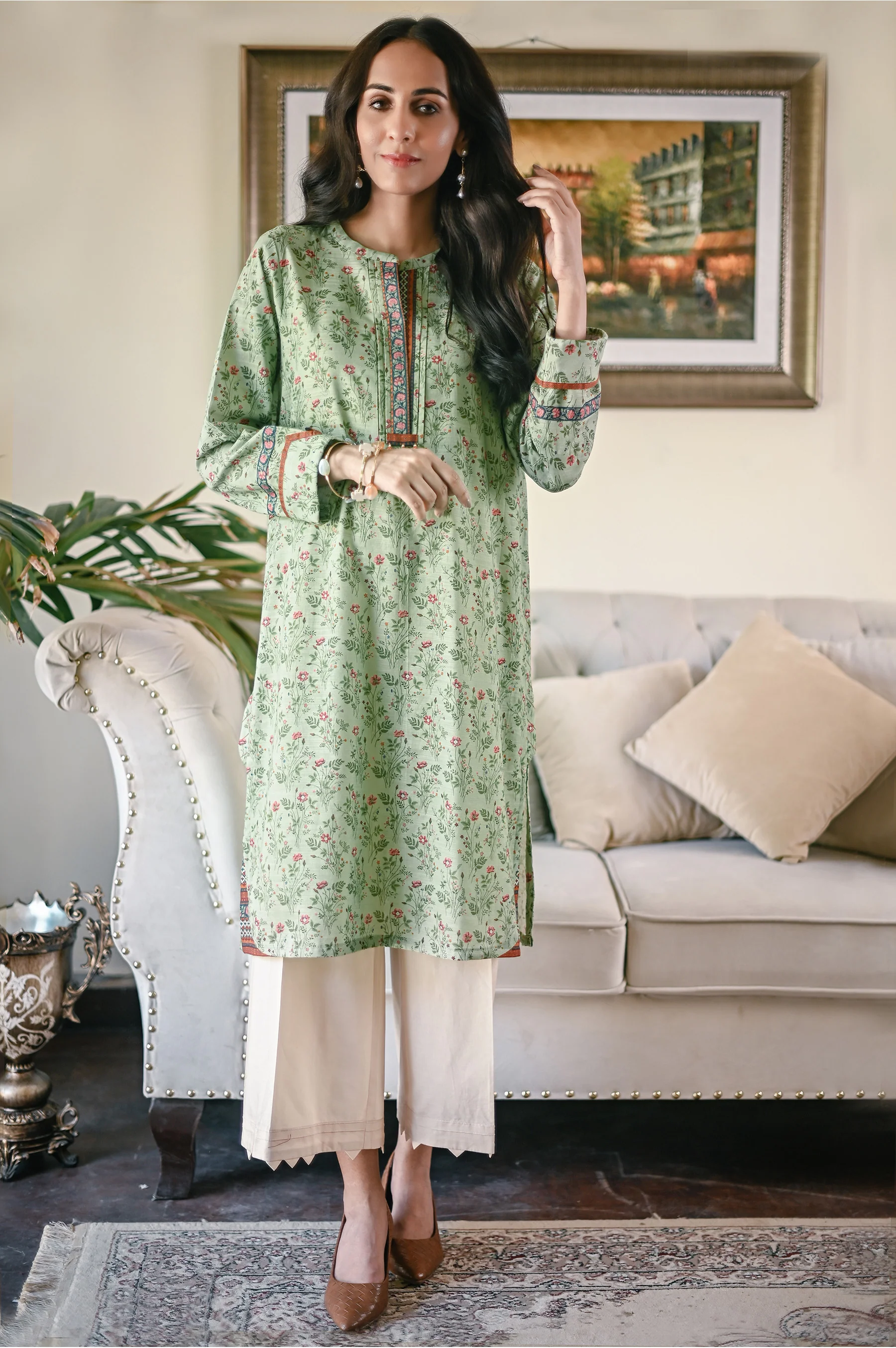 Unstitched 1 Piece Digital Printed Khaddar Shirt