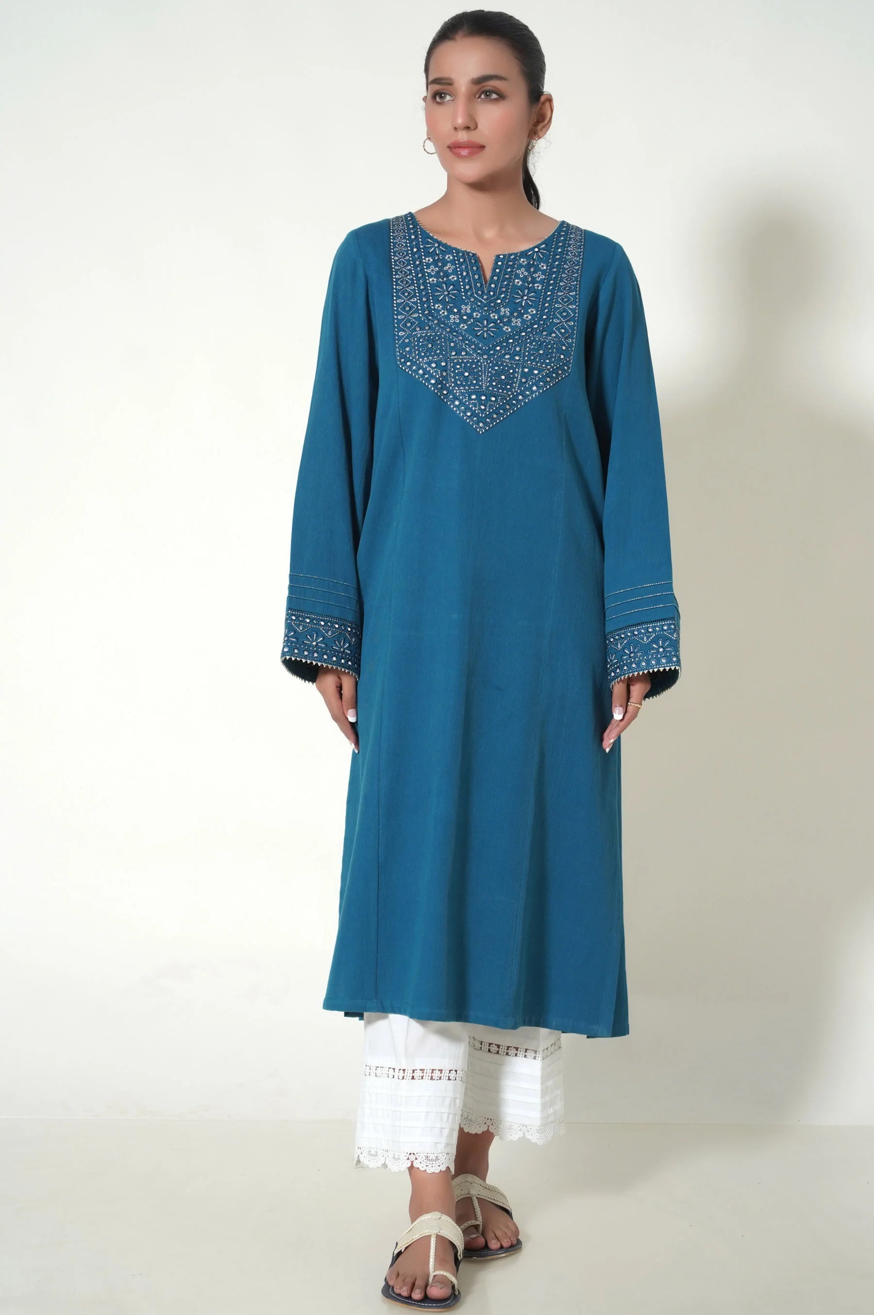 Unstitched 1 Piece Embroidered Cottel Shirt - Image 5