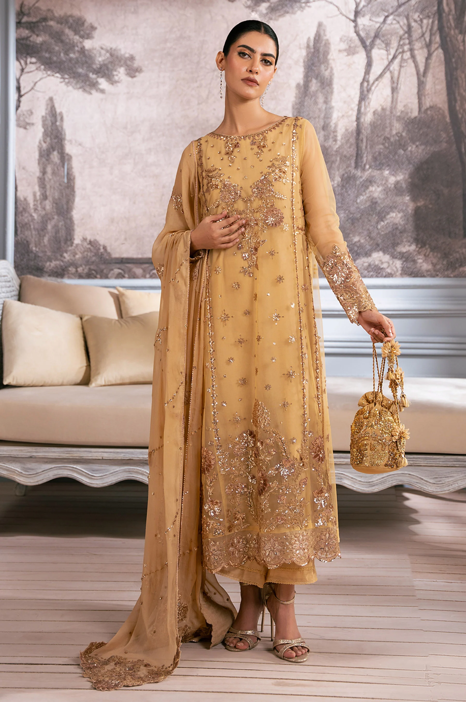 UNSTITCHED 3 PIECE EMBROIDERED SUIT