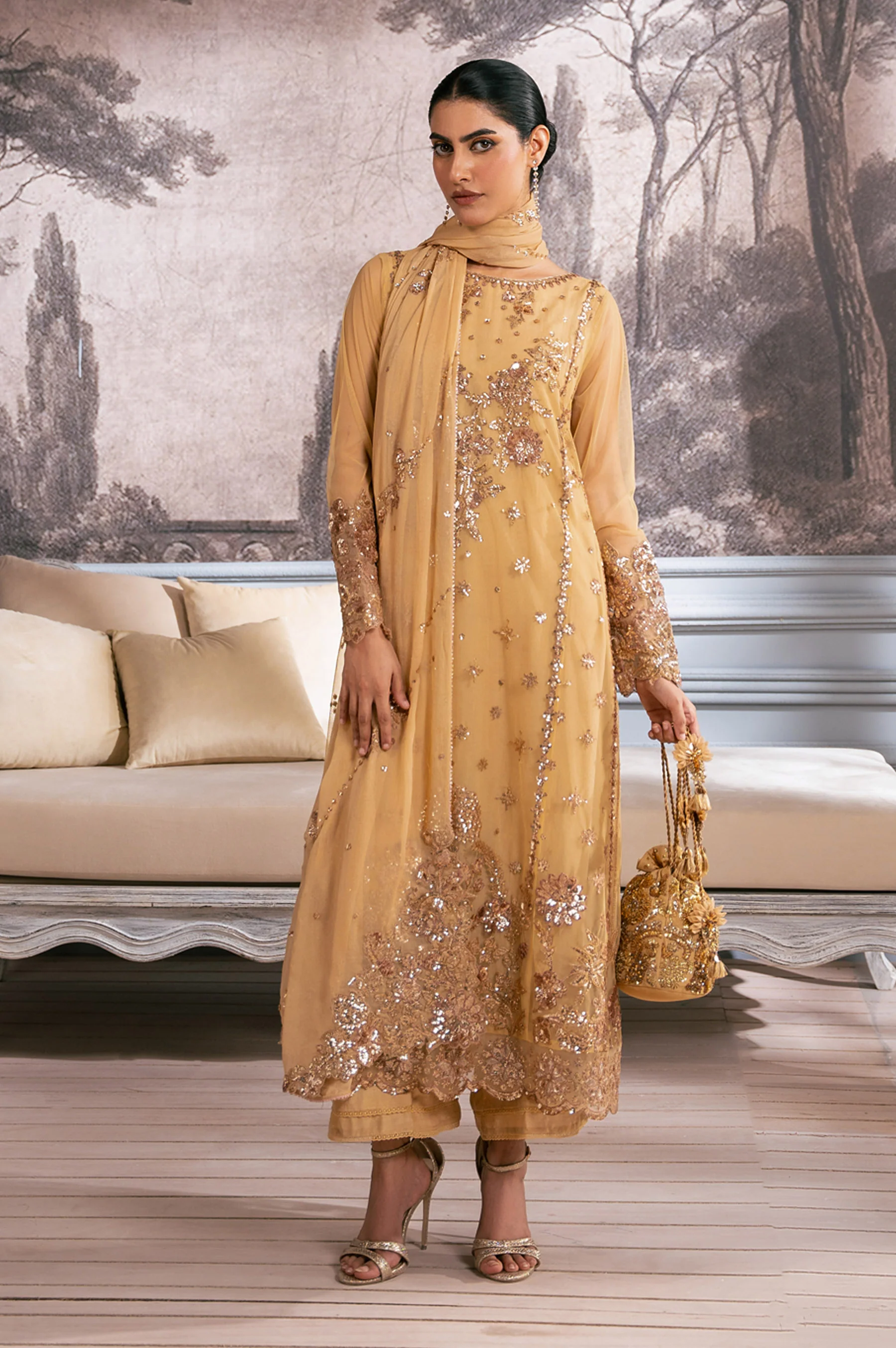UNSTITCHED 3 PIECE EMBROIDERED SUIT - Image 10