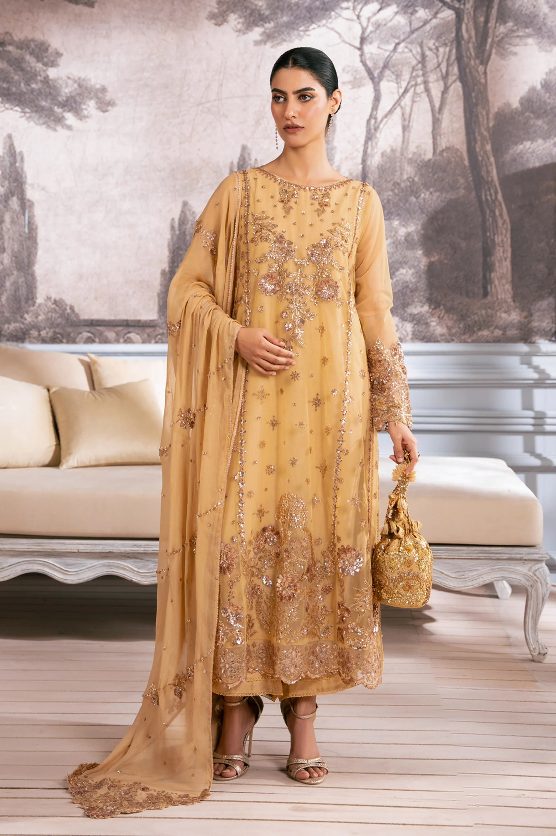UNSTITCHED 3 PIECE EMBROIDERED SUIT - Image 3