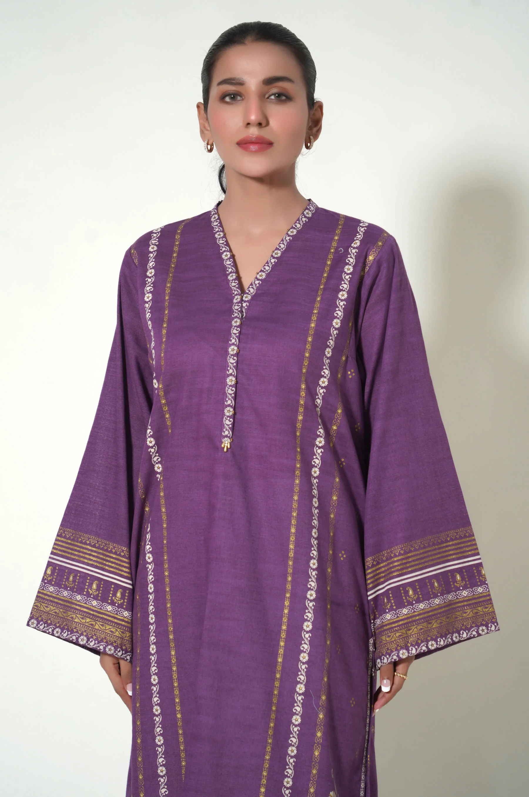 Unstitched 1 Piece Paste Printed Khaddar Shirt - Image 3