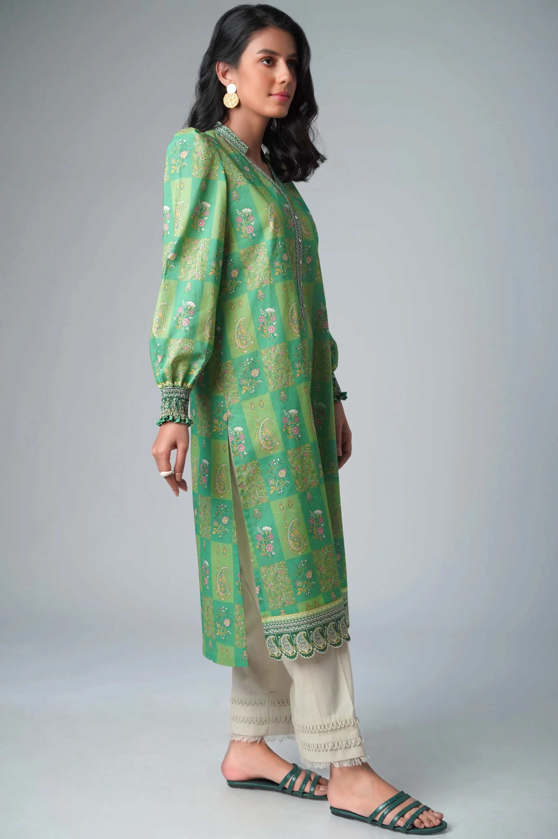 Unstitched 1 Piece Printed Lawn Shirt - Image 5