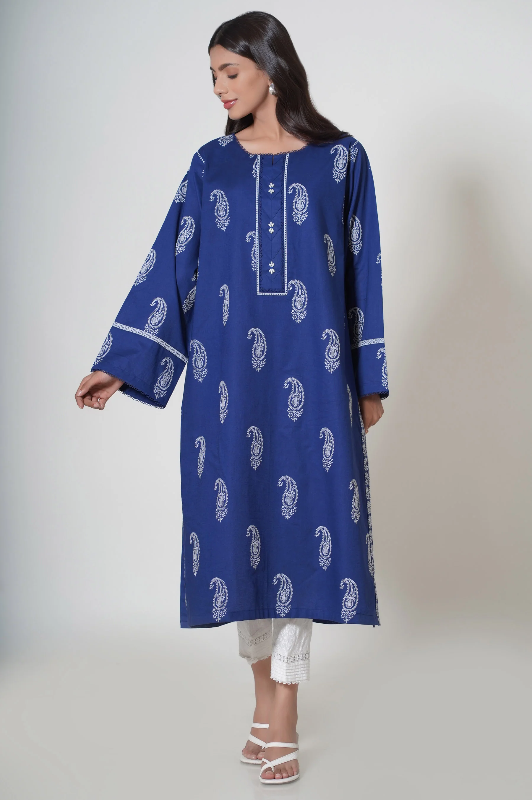 Unstitched 1 Piece Puff Printed Cambric Shirt - Image 5