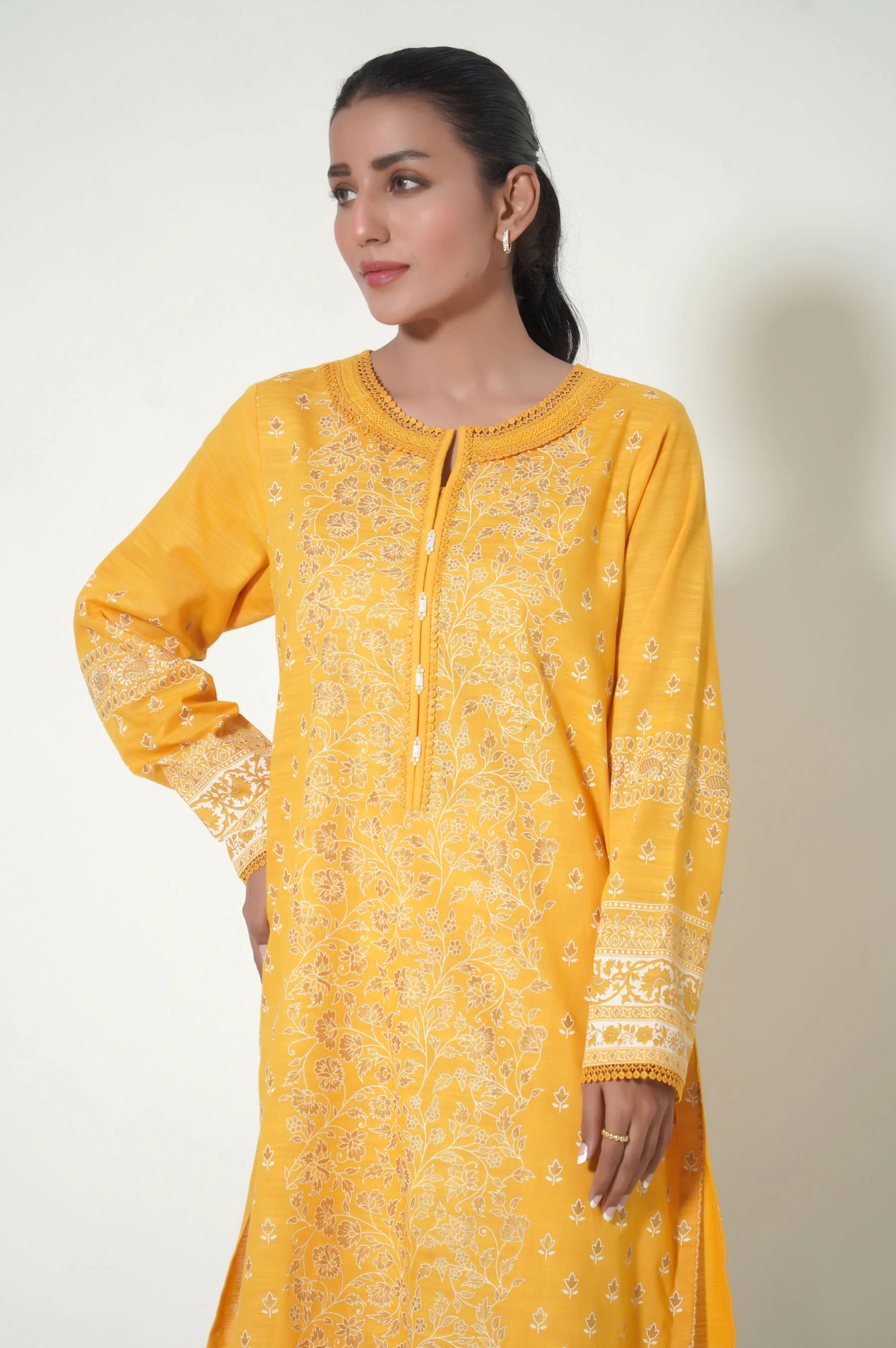 Unstitched 1 Piece Printed Paste Khaddar Shirt - Image 5