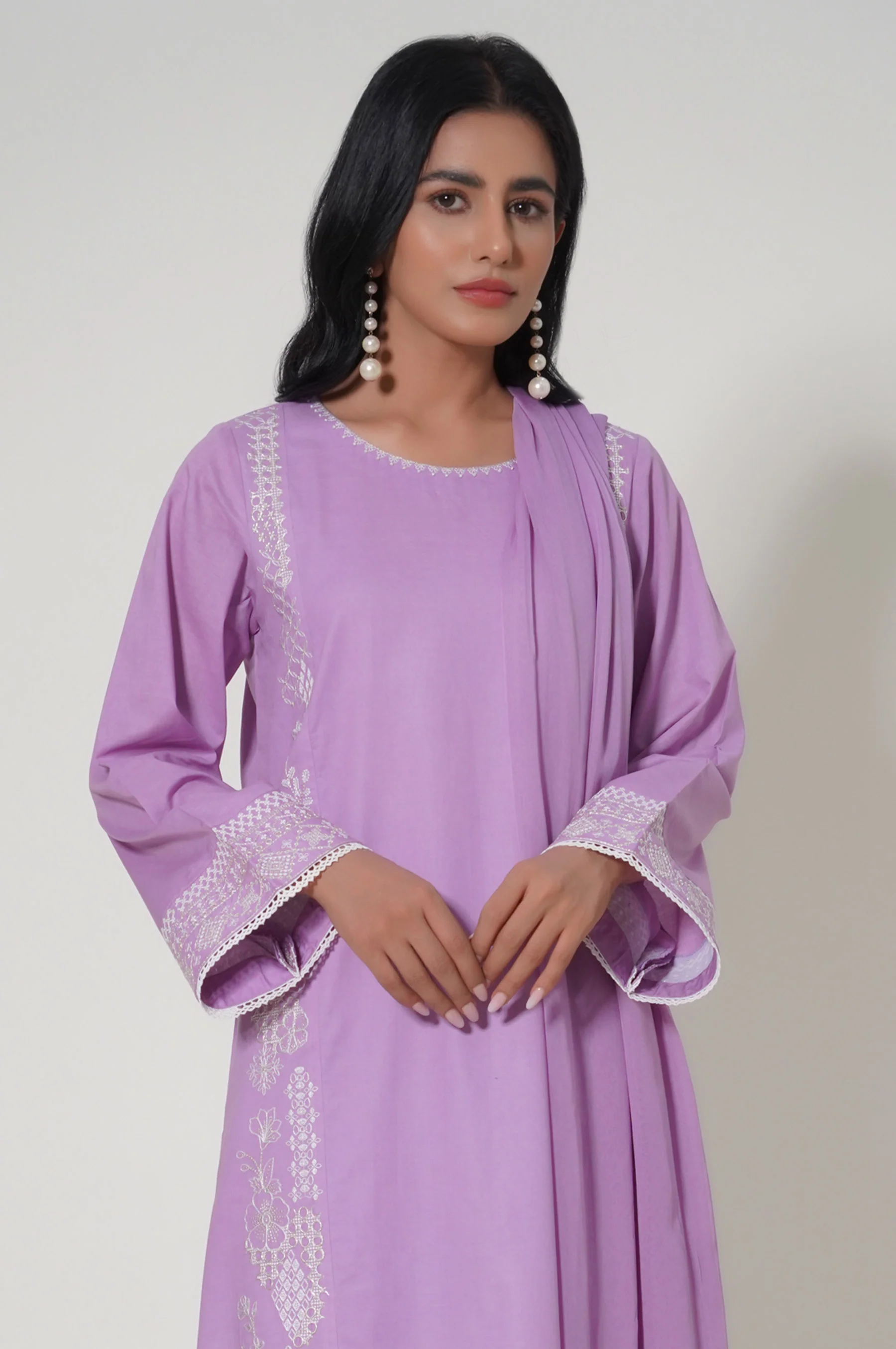 Unstitched 2 Piece Embroidered Cambric Suit - Image 2