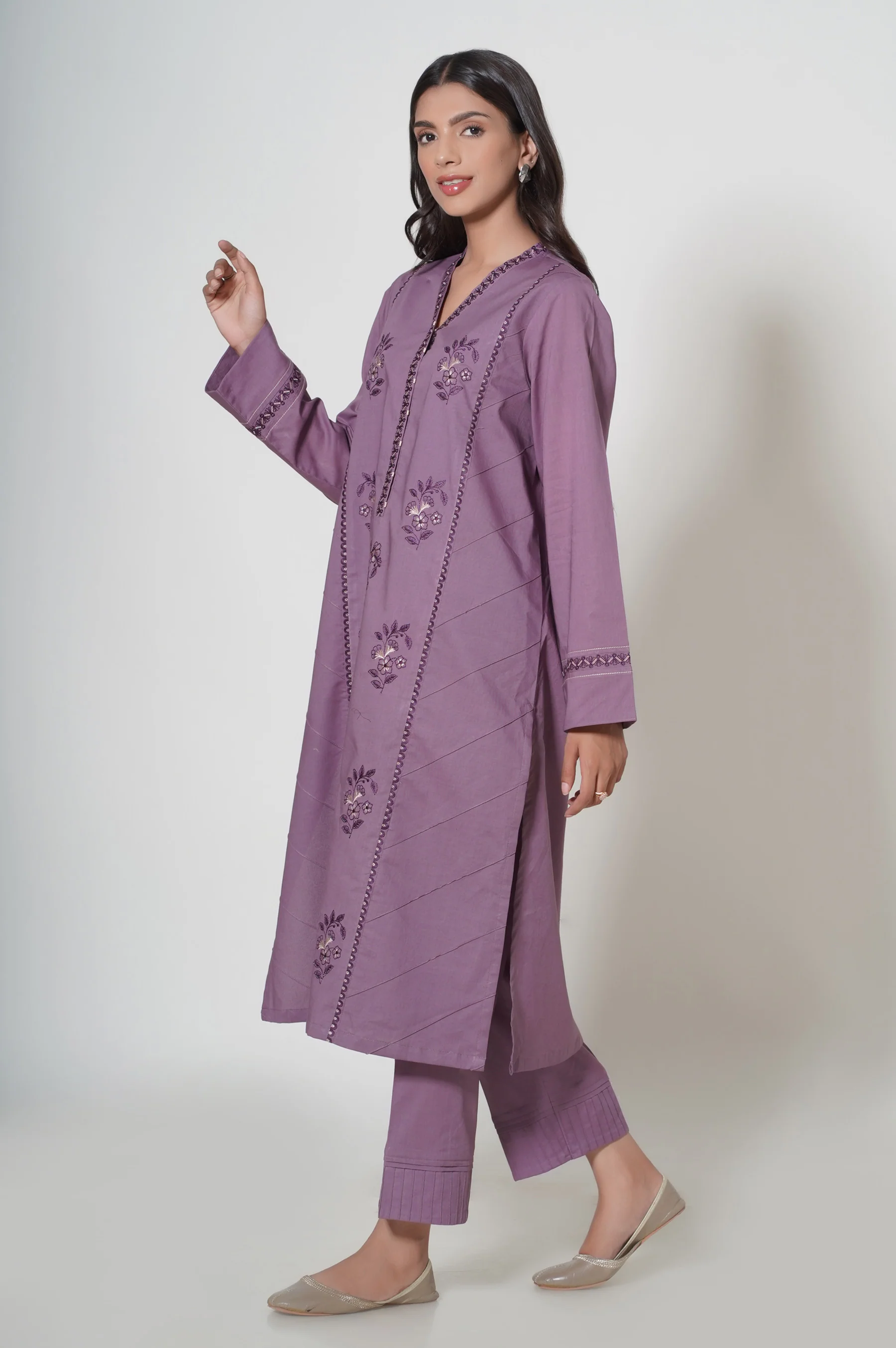 Unstitched 2 Piece Embroidered Cambric Suit - Image 2