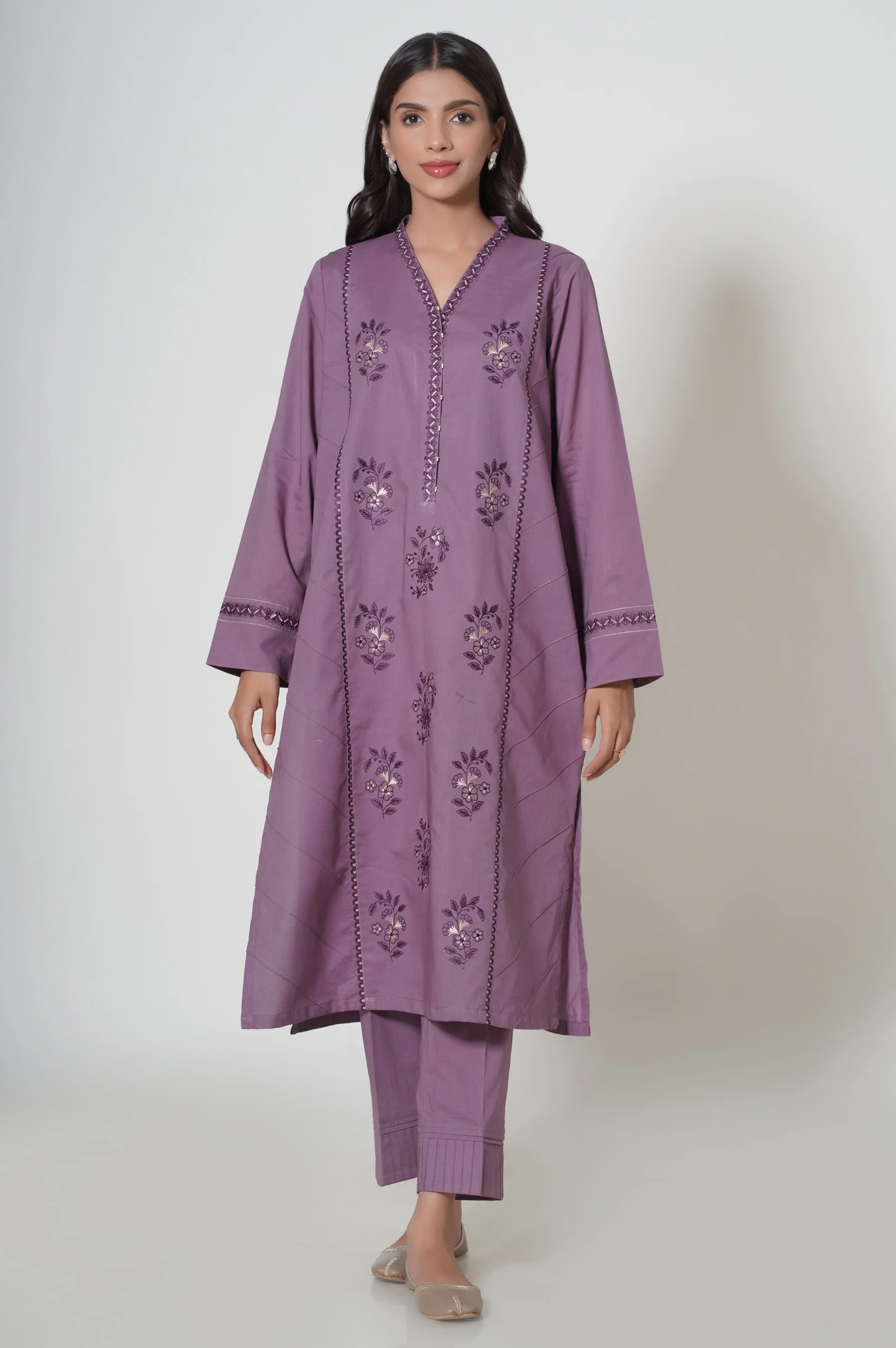 Unstitched 2 Piece Embroidered Cambric Suit - Image 5