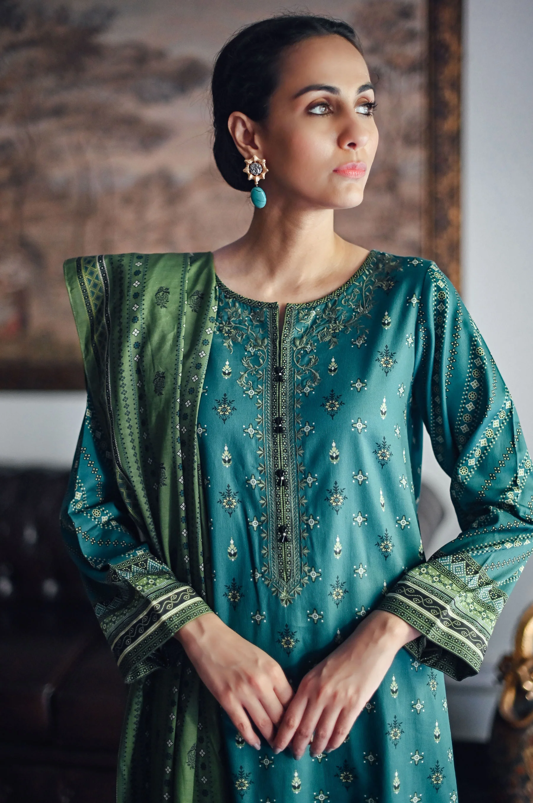 Unstitched 2 Piece Embroidered Cottel Suit
