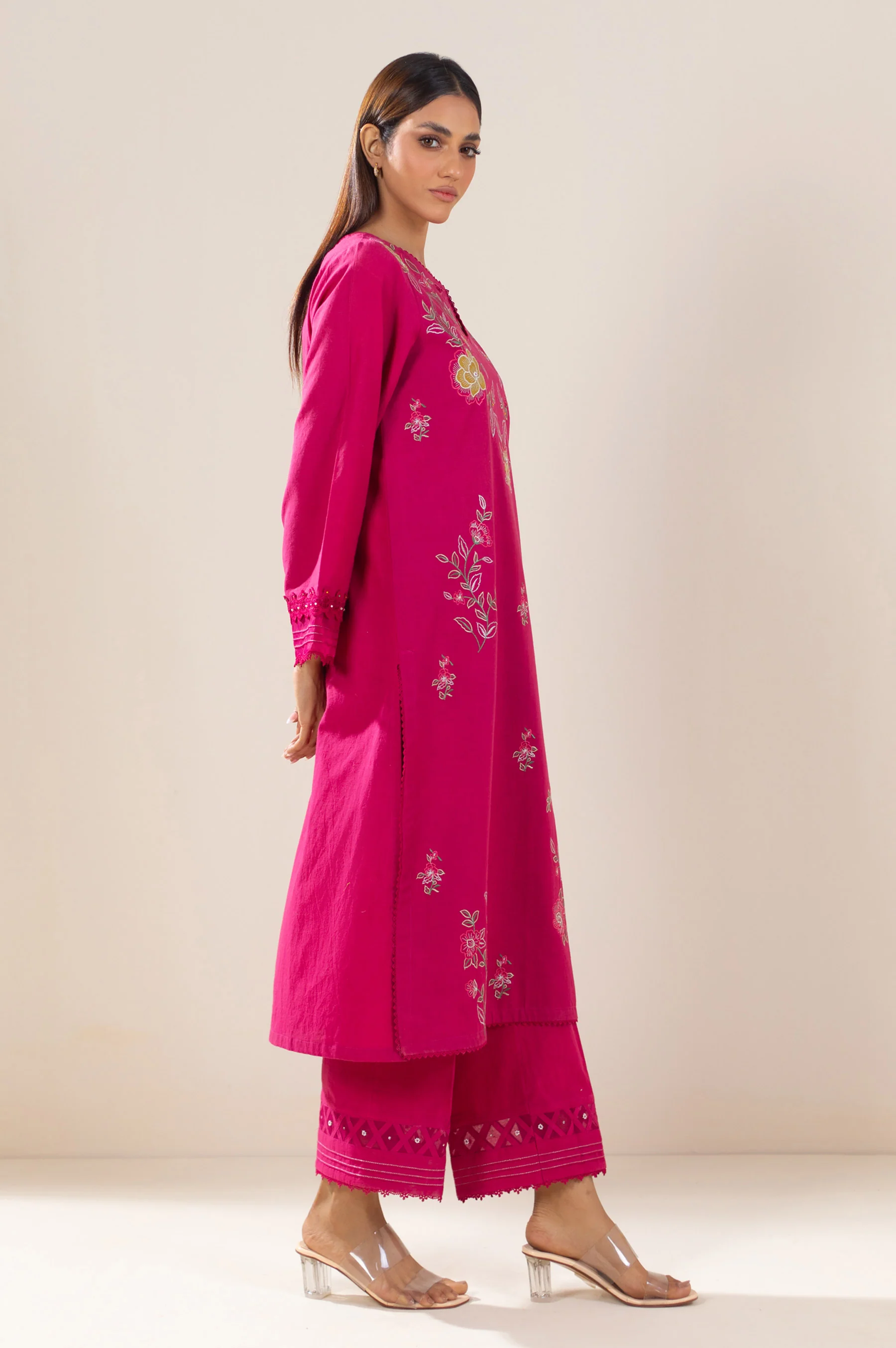 Unstitched 2 Piece Embroidered Lawn Suit - Image 3