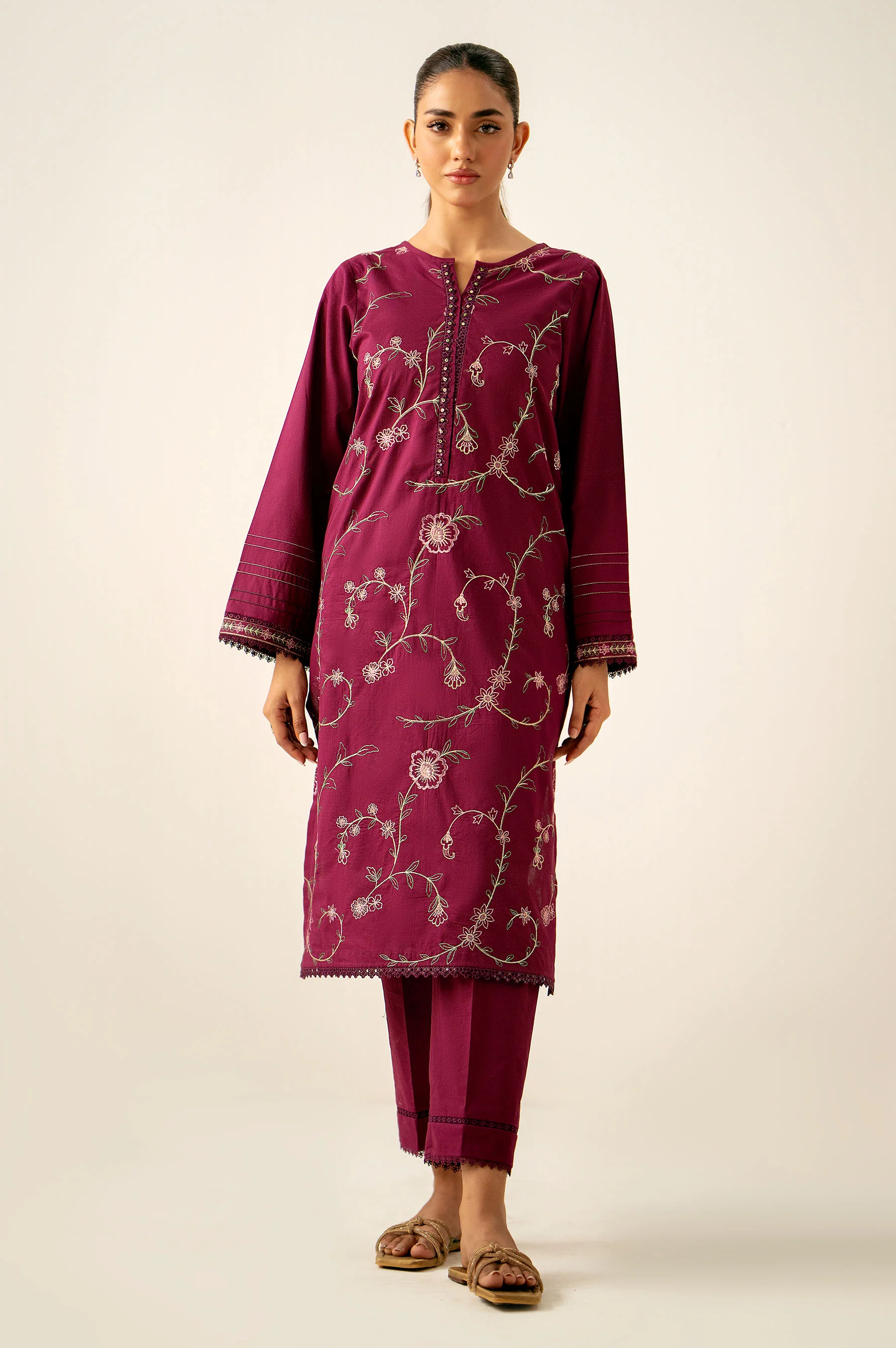 Unstitched 2 Piece Embroidered Lawn Shirt with Cambric Bottom - Image 2