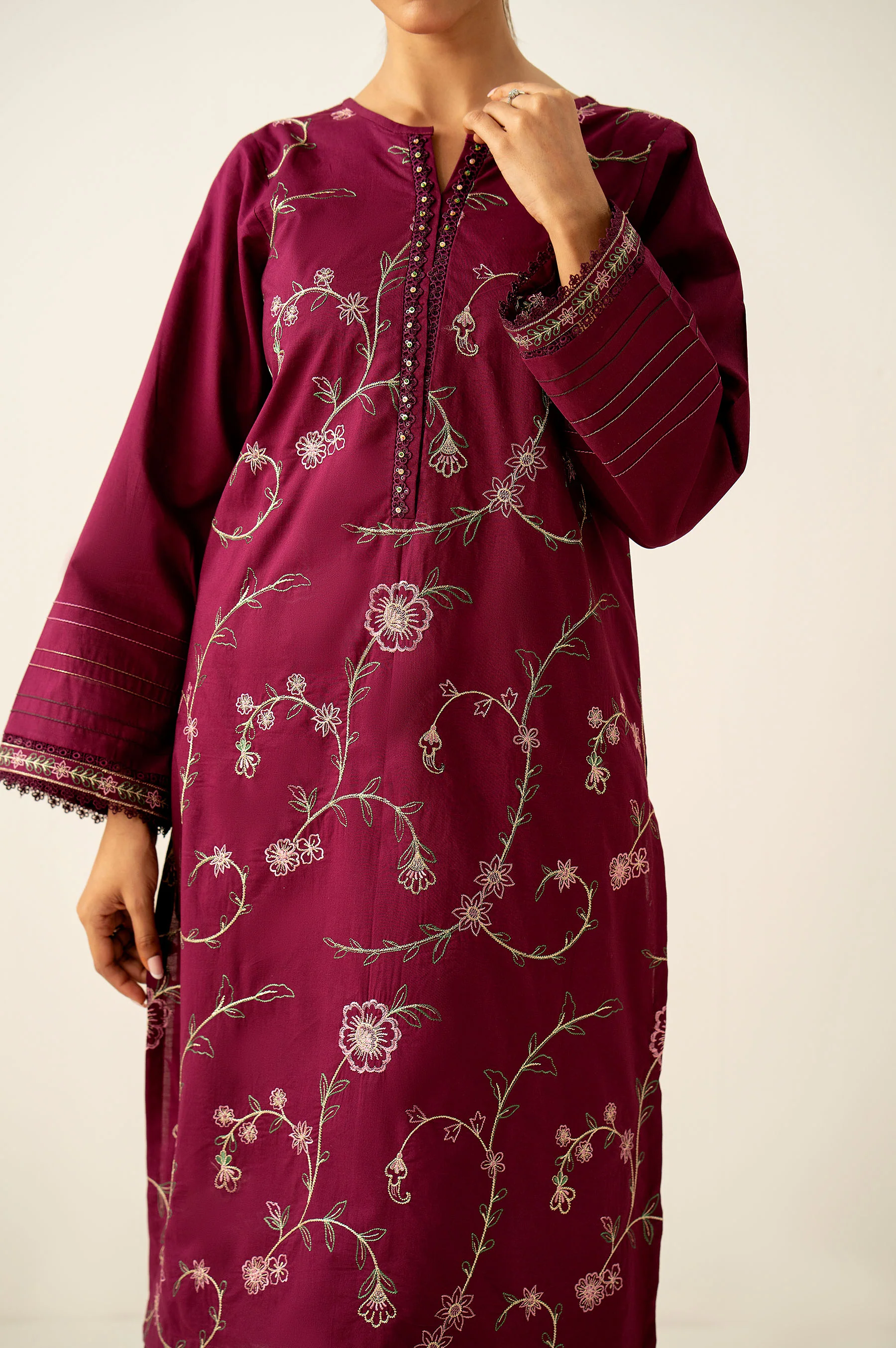 Unstitched 2 Piece Embroidered Lawn Shirt with Cambric Bottom - Image 6