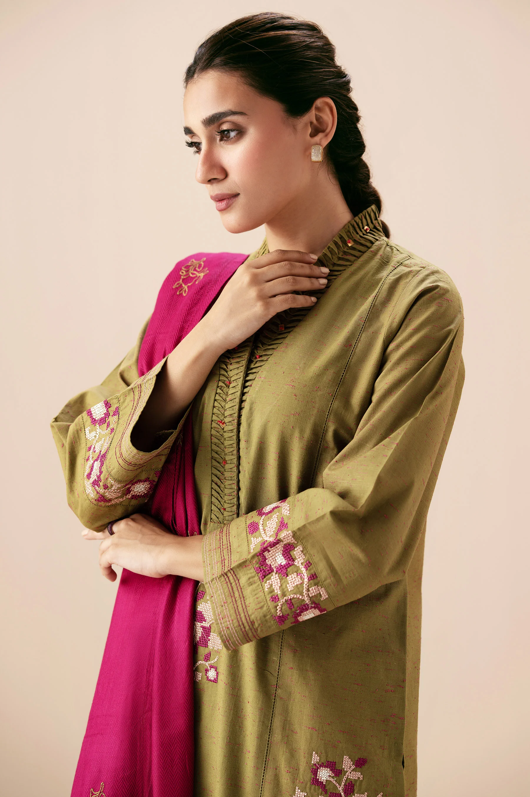 Unstitched 2 Piece Embroidered Multi Neps Suit - Image 6