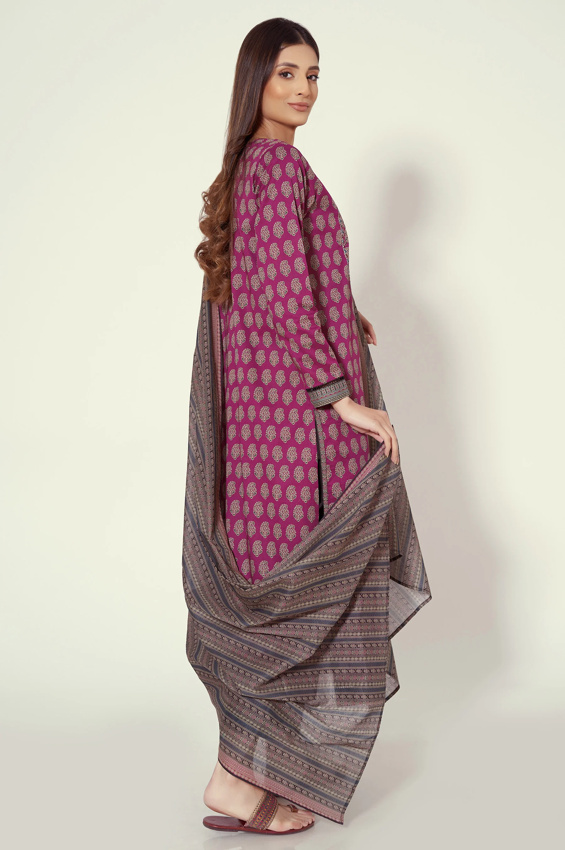 Unstitched 2 Piece Printed Lawn Suit - Image 3