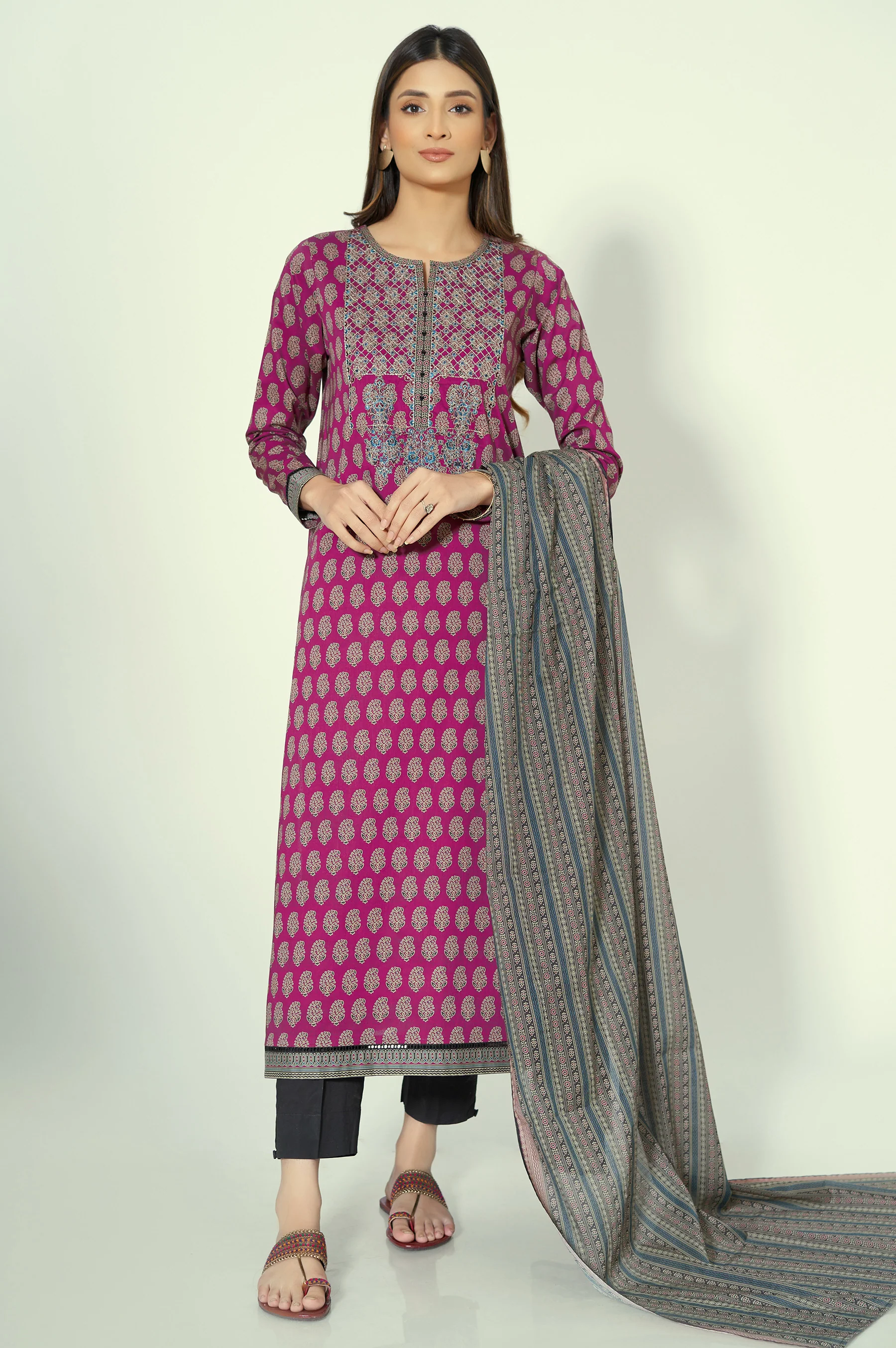 Unstitched 2 Piece Printed Lawn Suit - Image 5