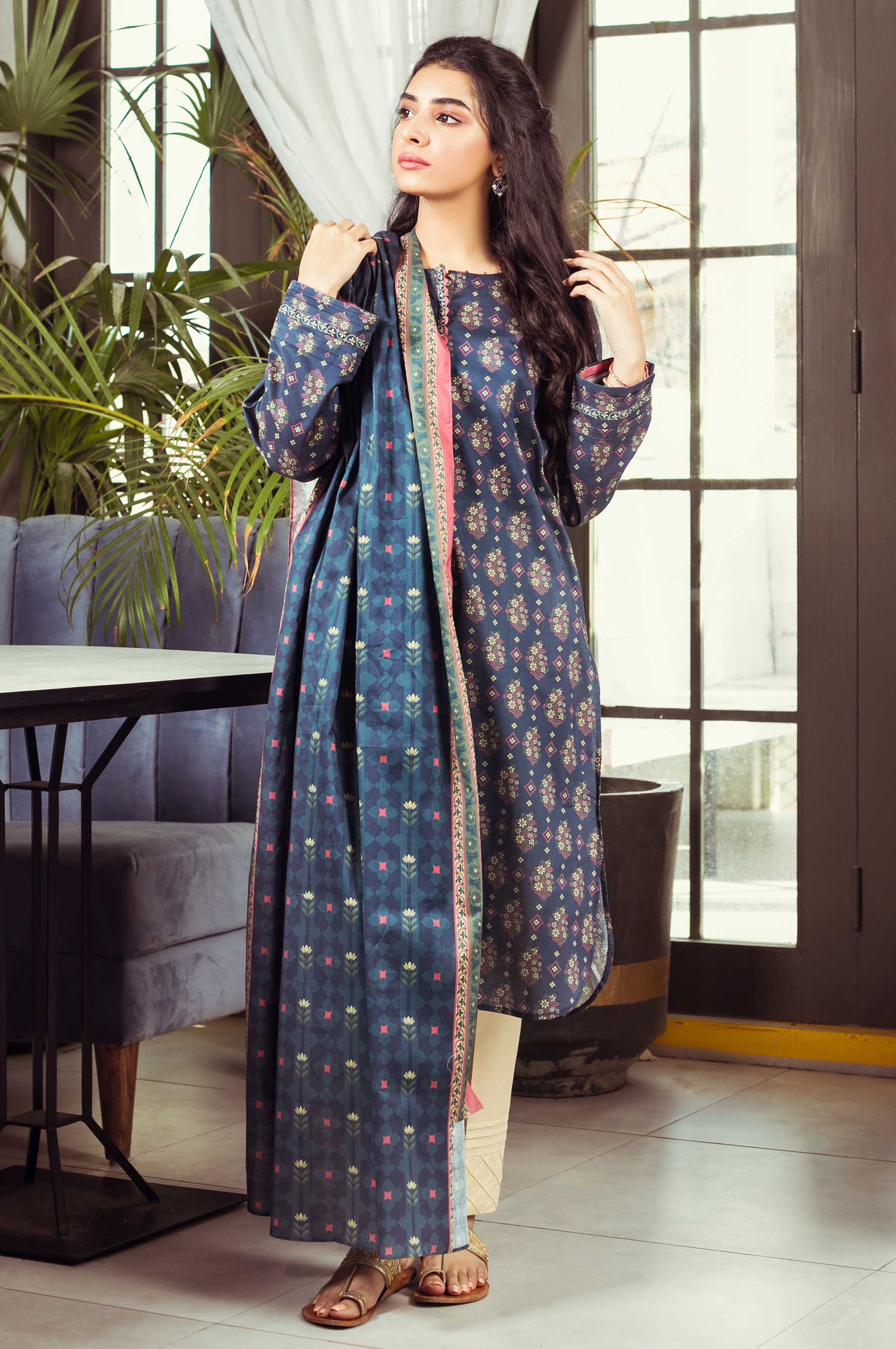 Unstitched 2 Piece Printed Cambric Suit
