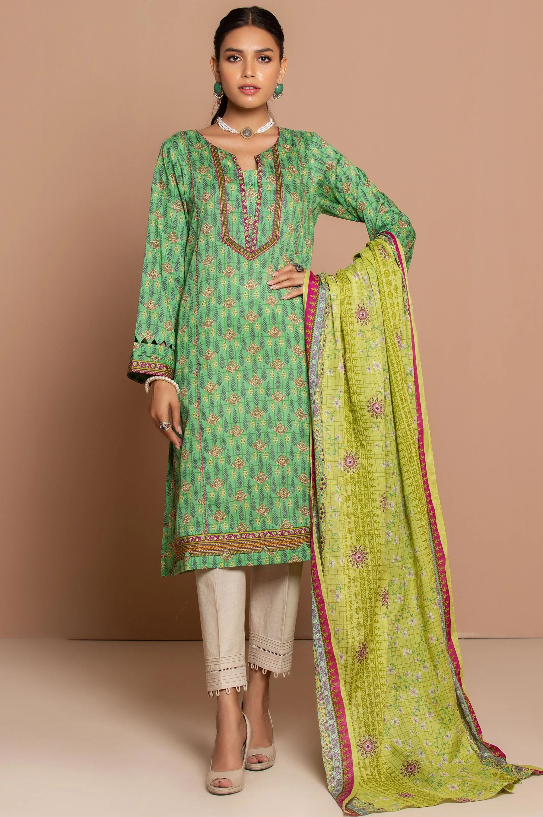 Unstitched 2 Piece Printed Cambric Suit