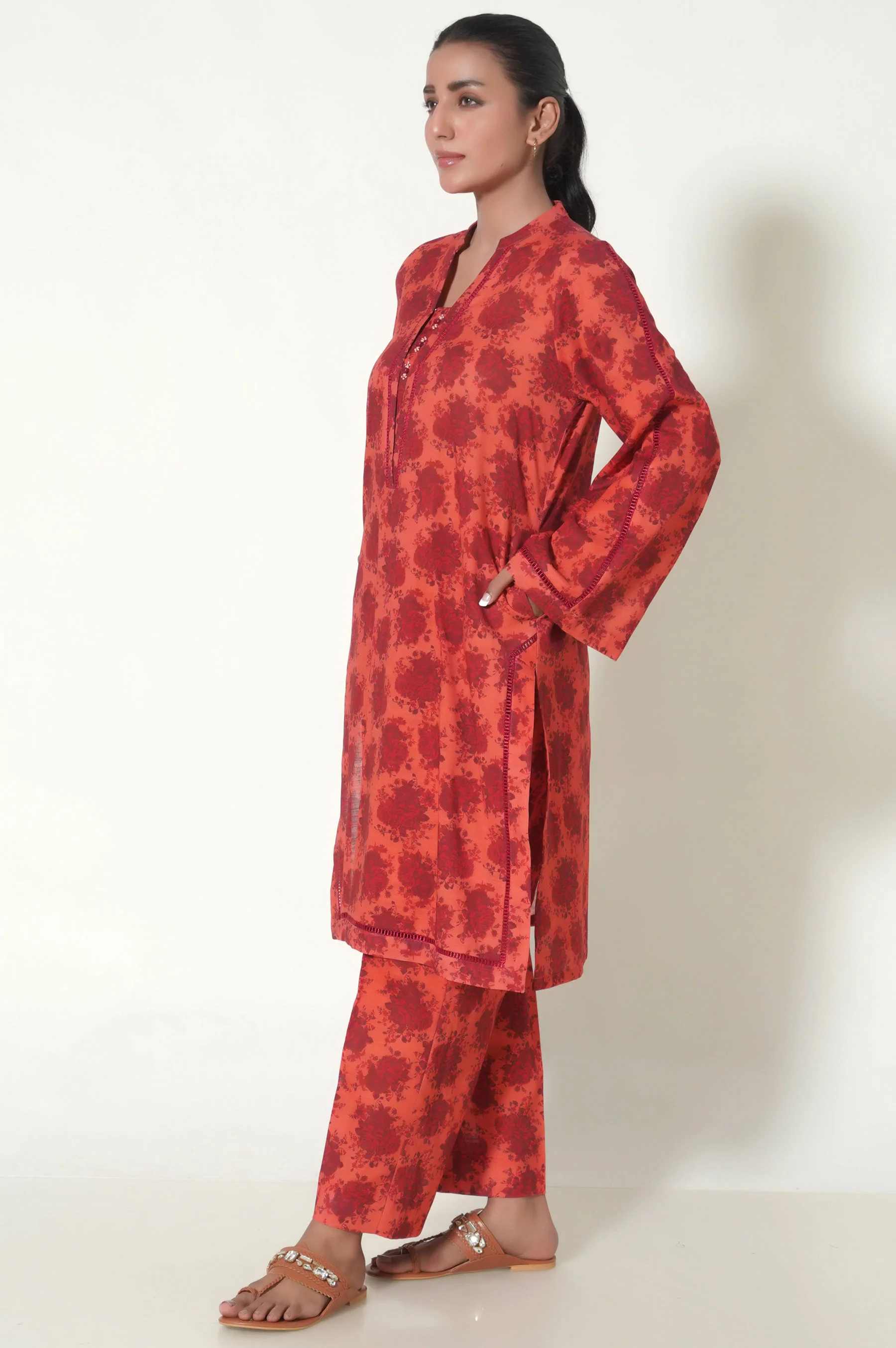 Unstitched 2 Piece Printed Cottel Suit - Image 4