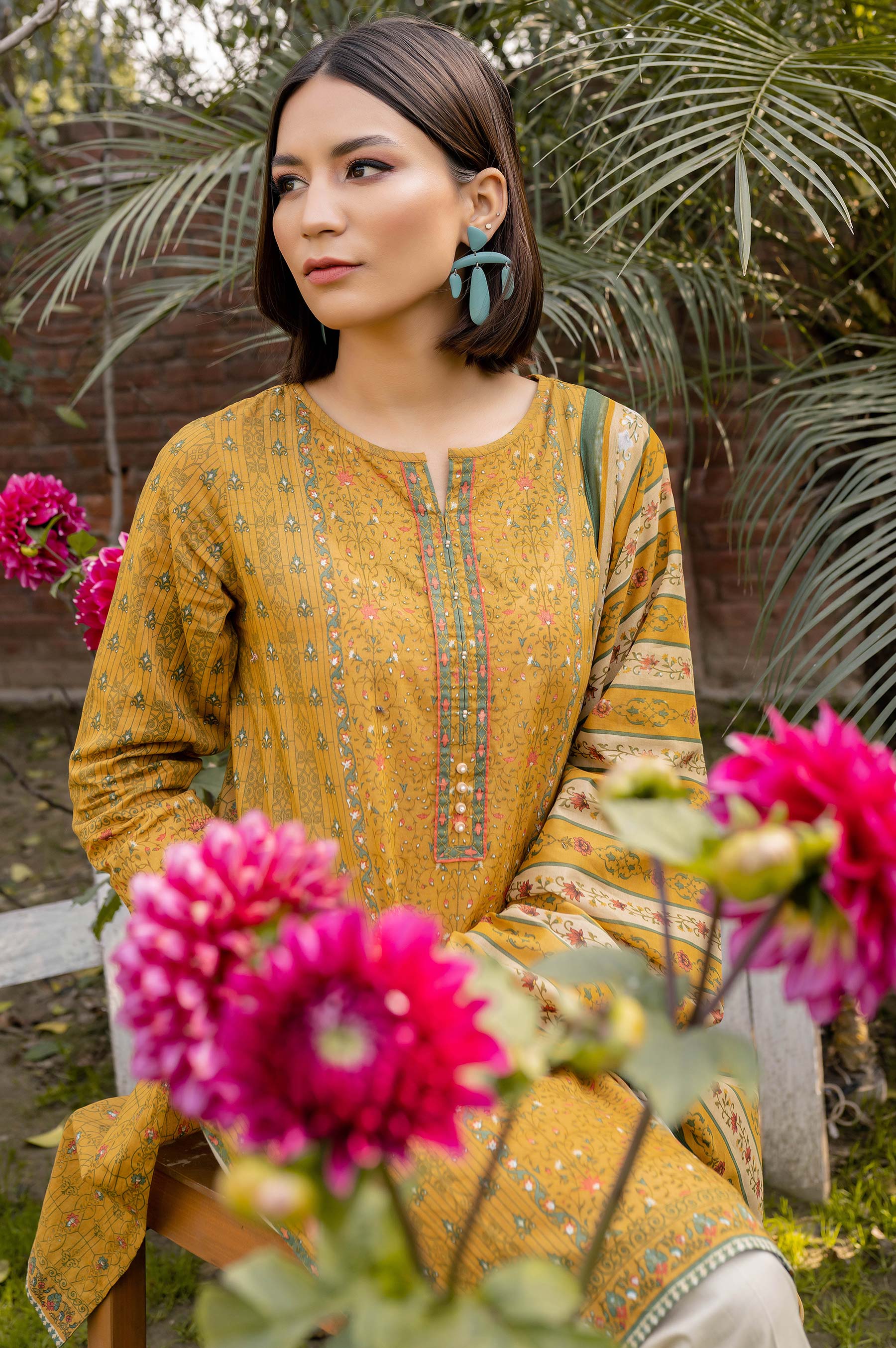 Unstitched 2 Piece Printed Lawn Suit with Printed Lawn Dupatta