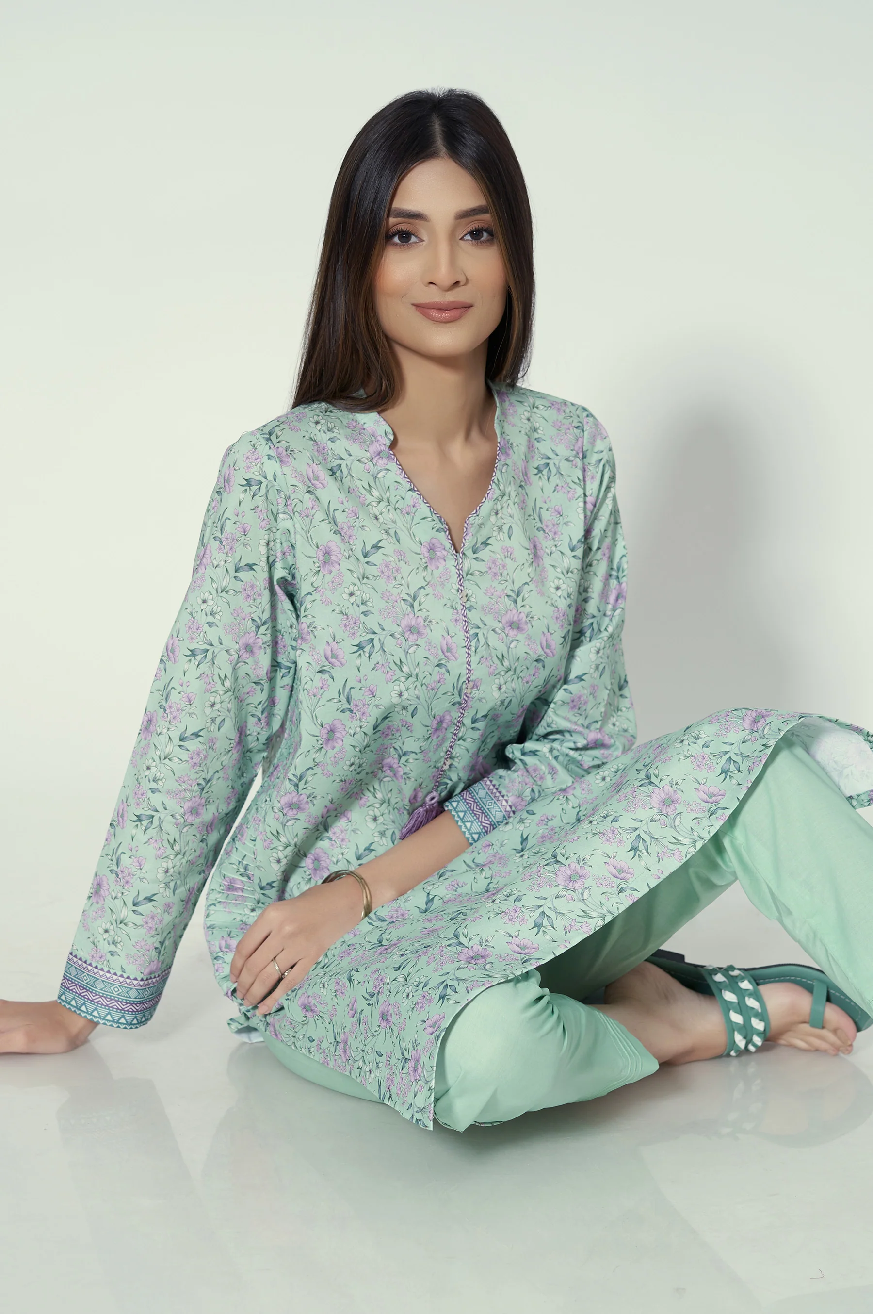 Unstitched 2 Piece Printed Lawn Suit - Image 2