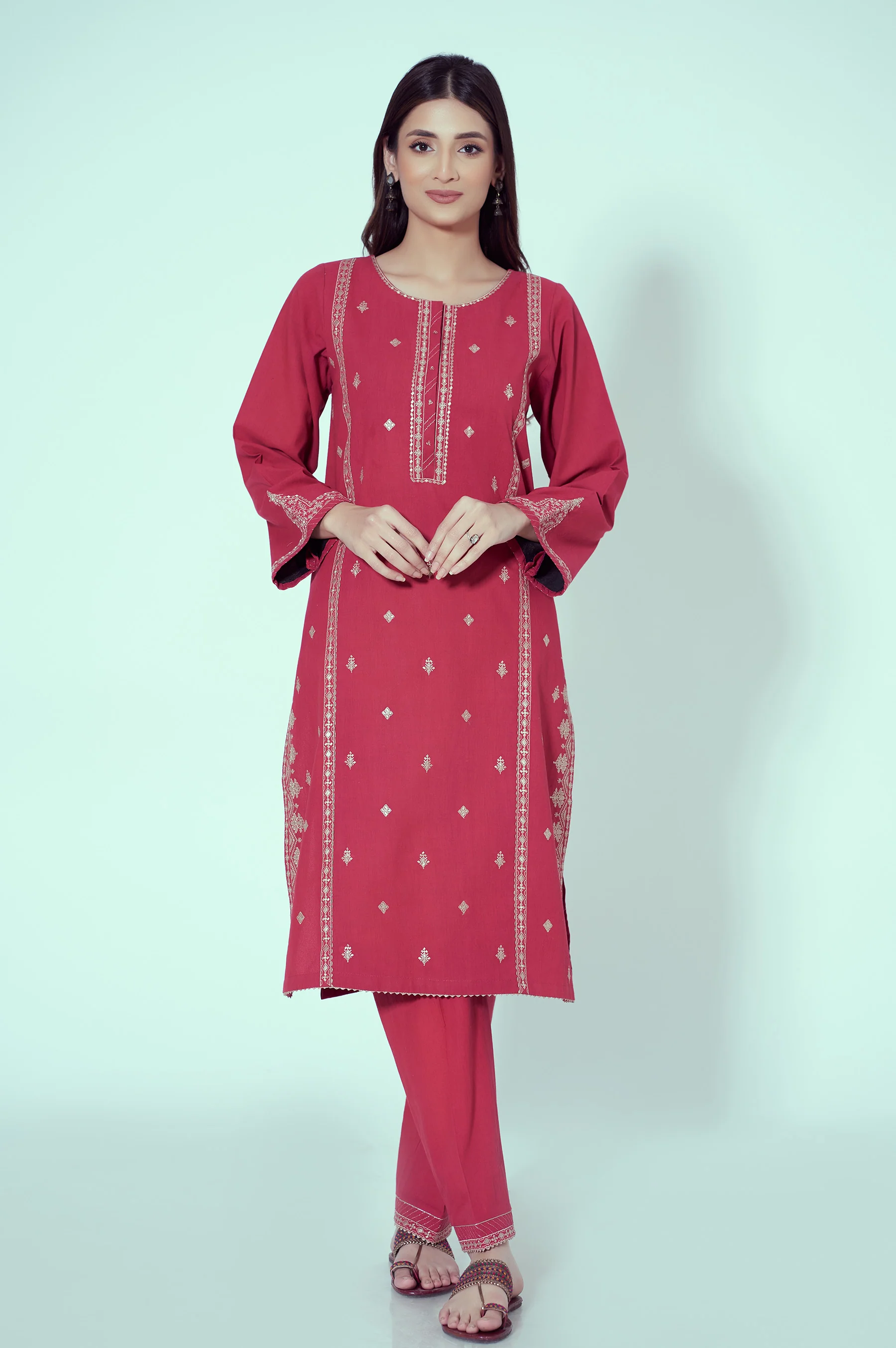 Unstitched 2 Piece Embroidered Cambric Suit - Image 3