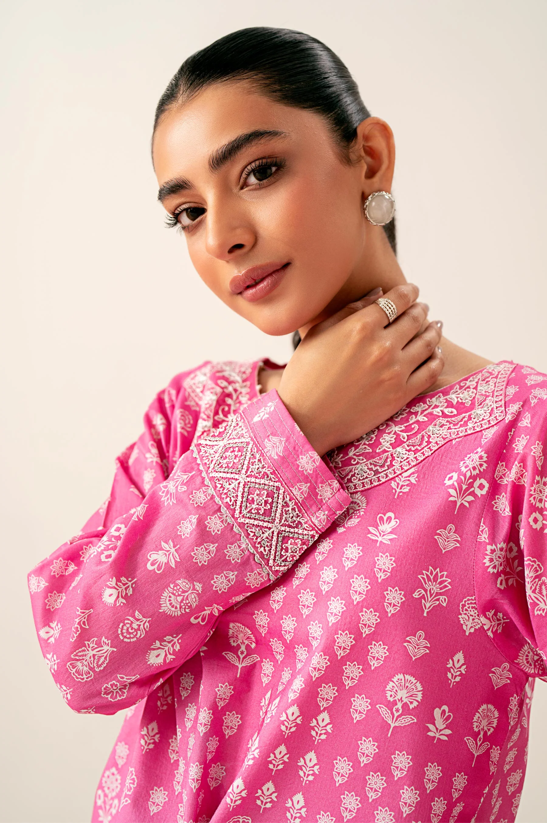 Unstitched 2 Piece Printed Embroidered Lawn Suit - Image 2