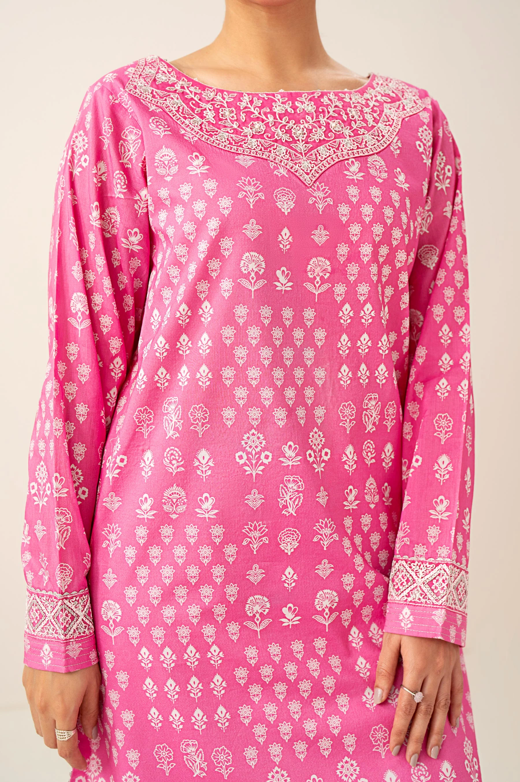 Unstitched 2 Piece Printed Embroidered Lawn Suit - Image 6