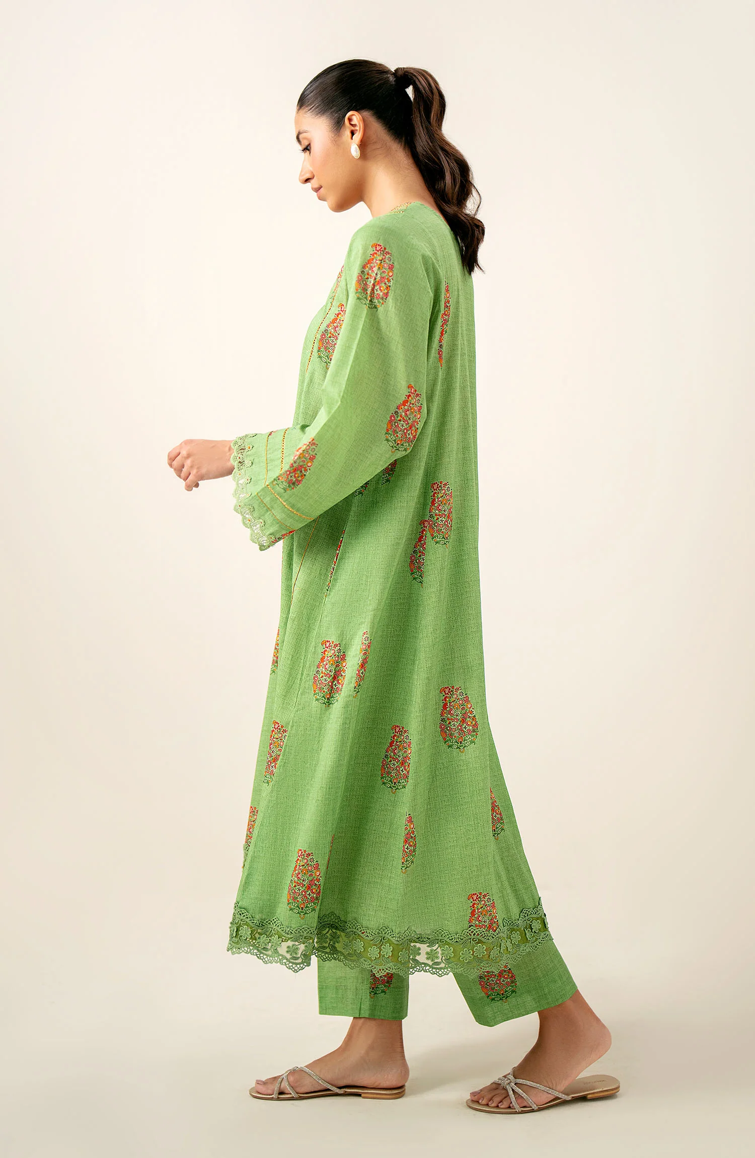 Unstitched 2 Piece Printed Embroidered Lawn Suit - Image 6