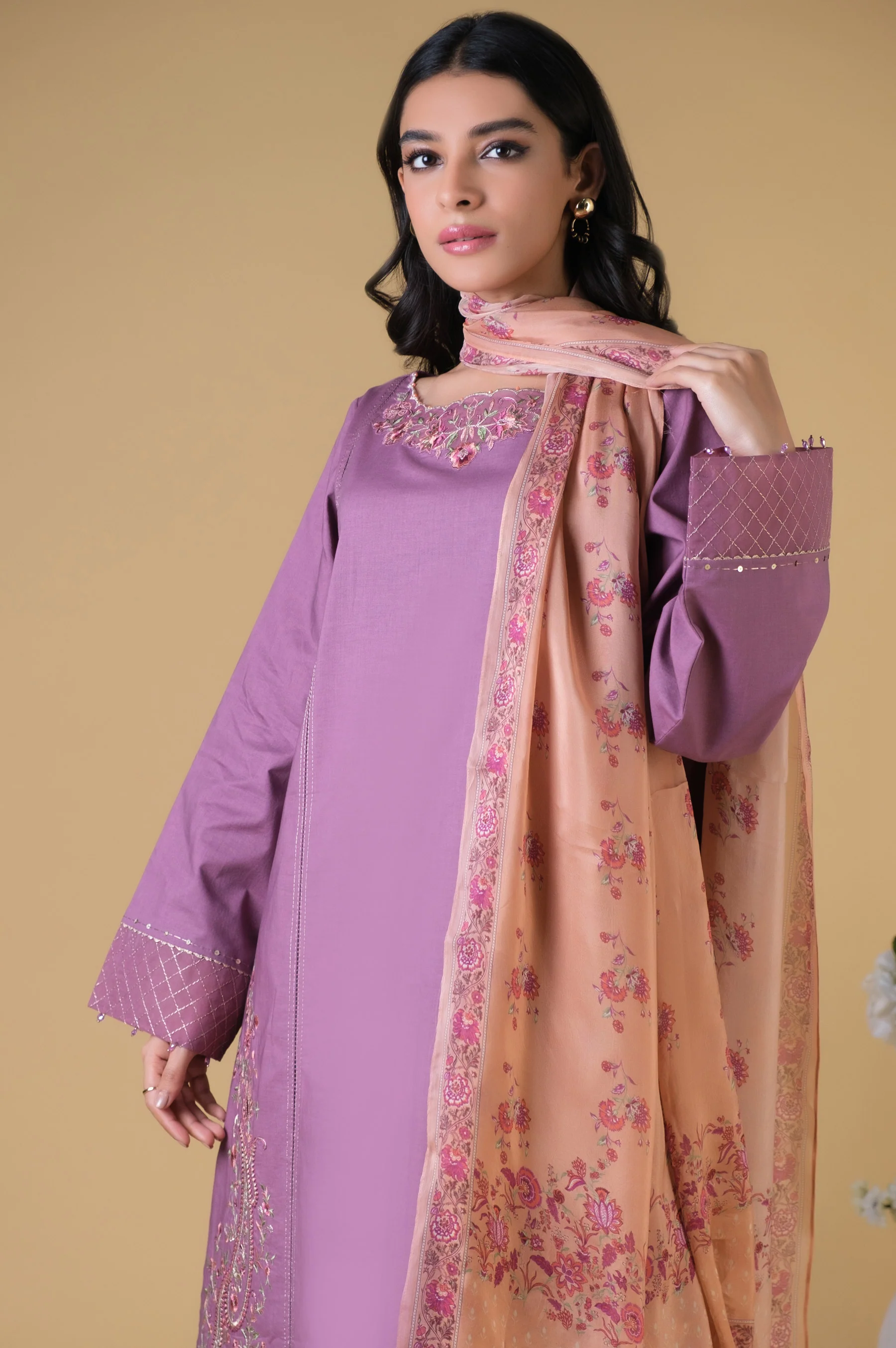 Unstitched 3 Piece Embroidered Cambric Suit - Image 3