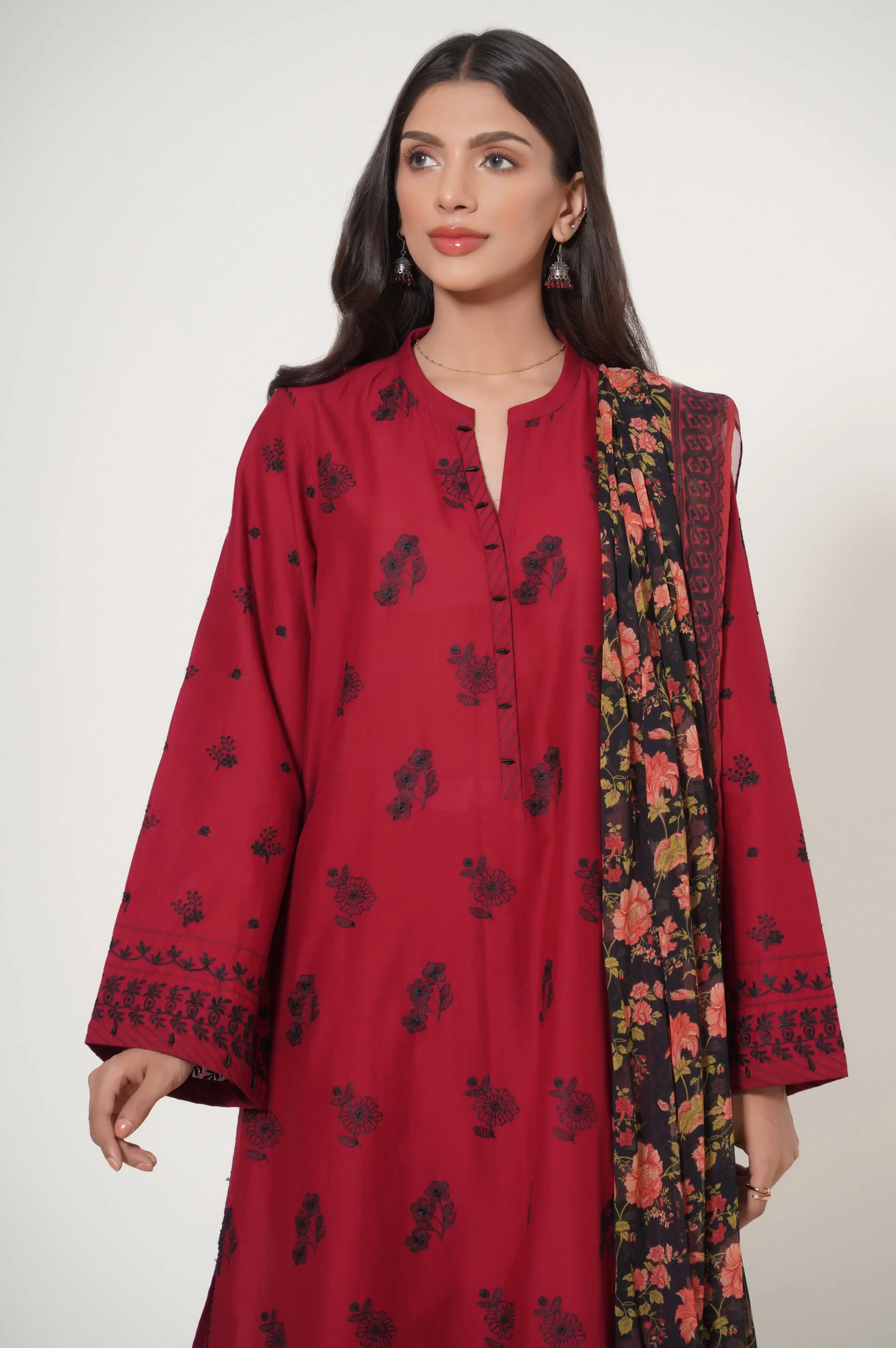 Unstitched 3 Piece Chikankari Suit - Image 5