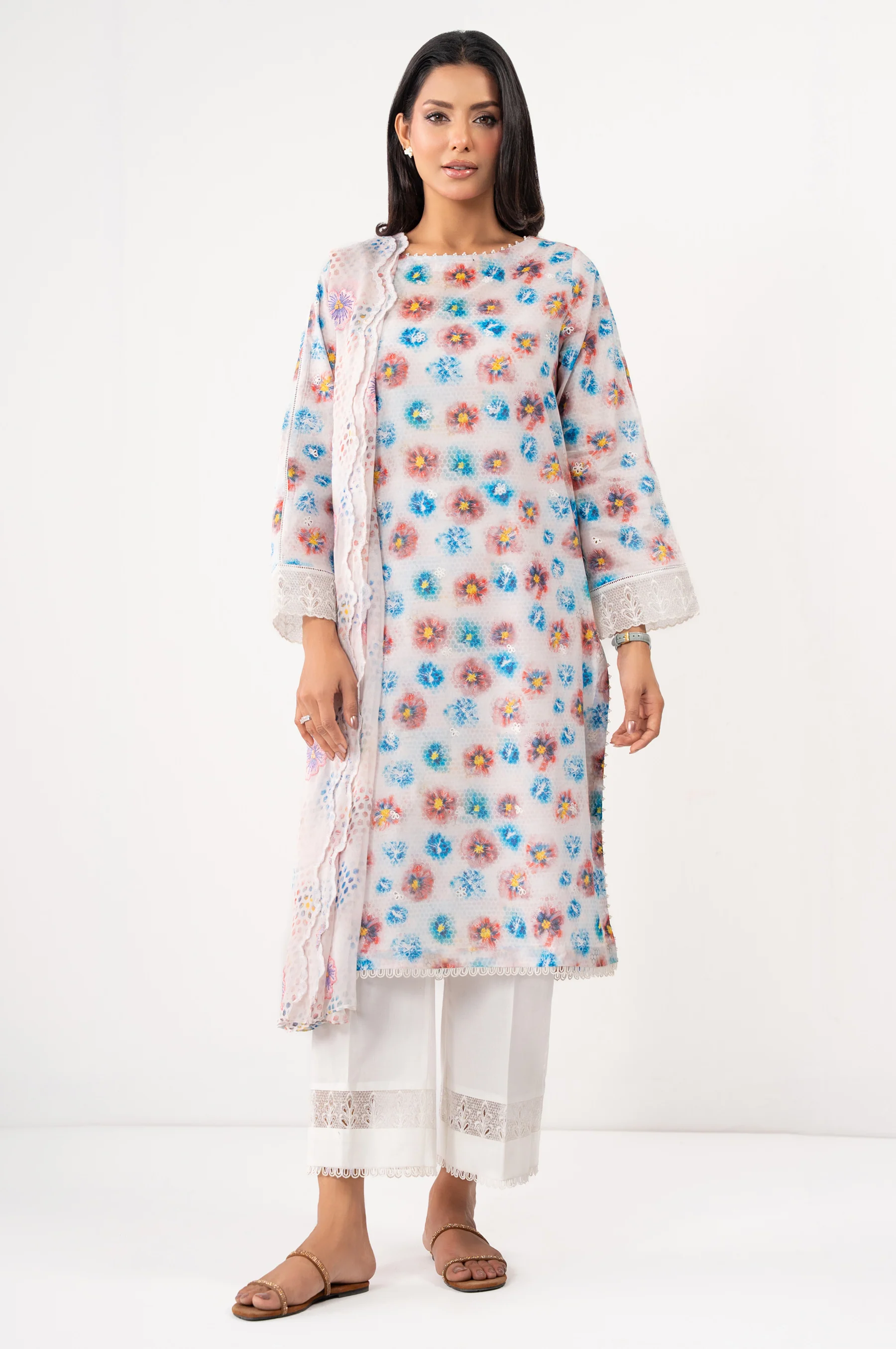 UNSTITCHED EMBROIDERED SUIT