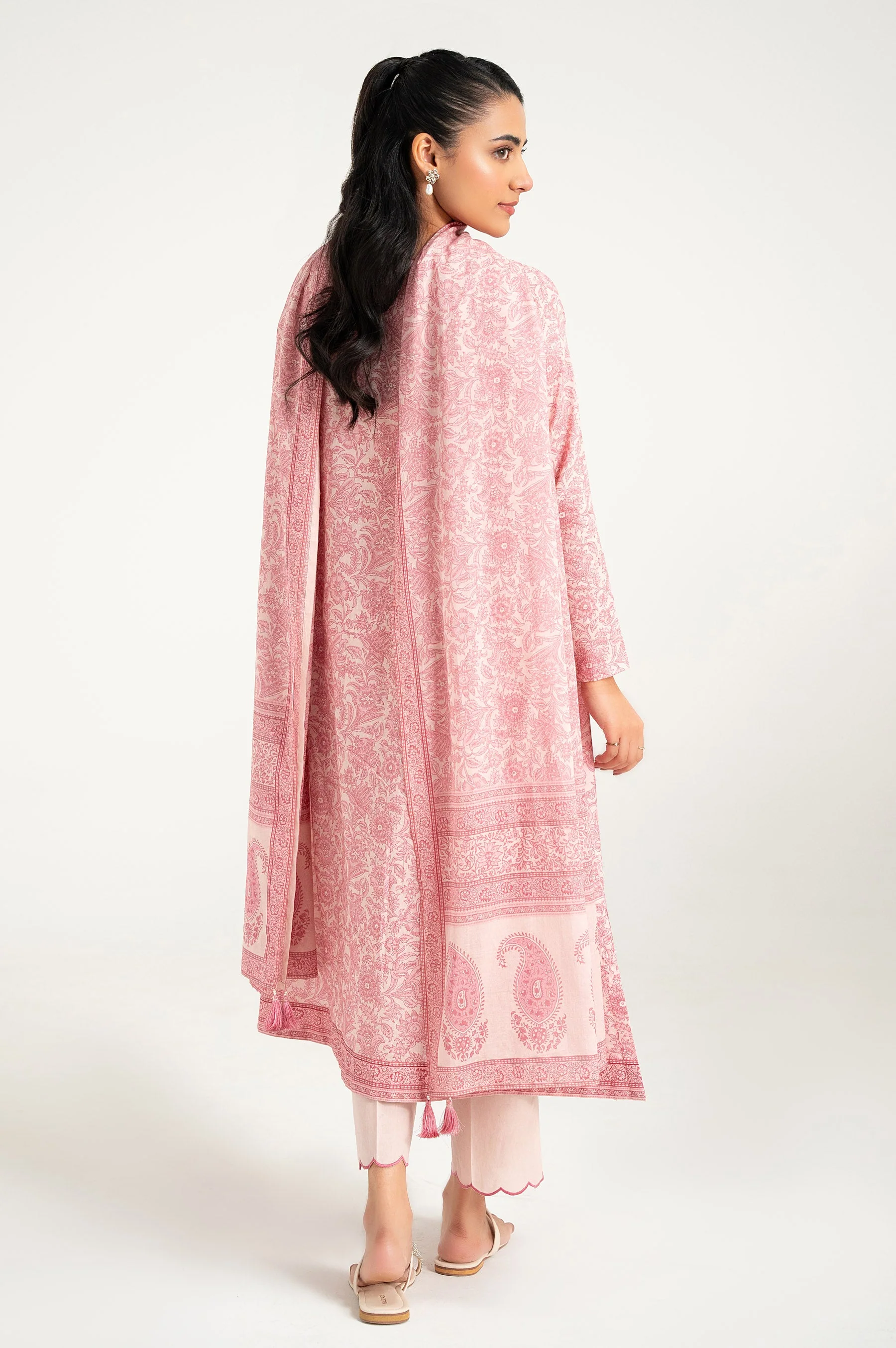 Unstitched 3 Piece Digital Printed Lawn Suit - Image 2