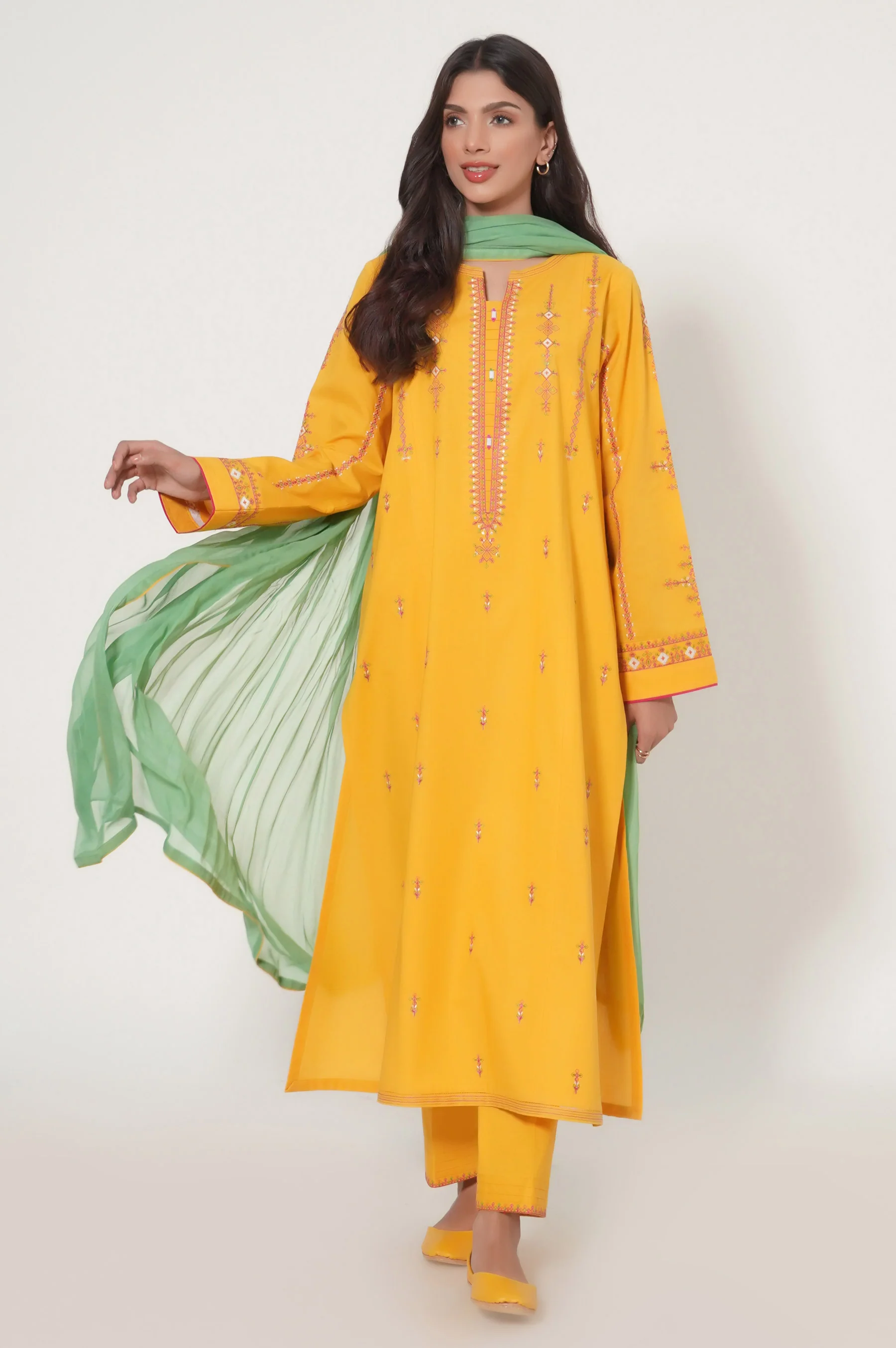 Unstitched 3 Piece Embroidered Cambric Suit