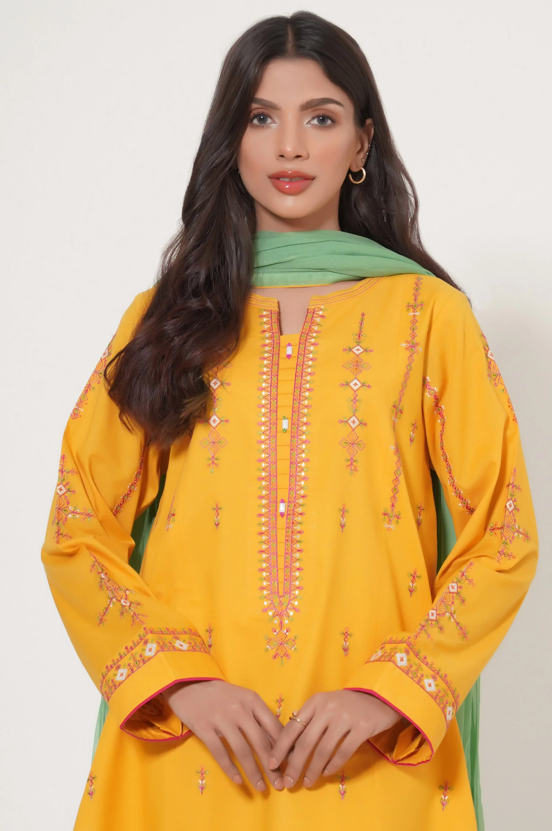 Unstitched 3 Piece Embroidered Cambric Suit - Image 2
