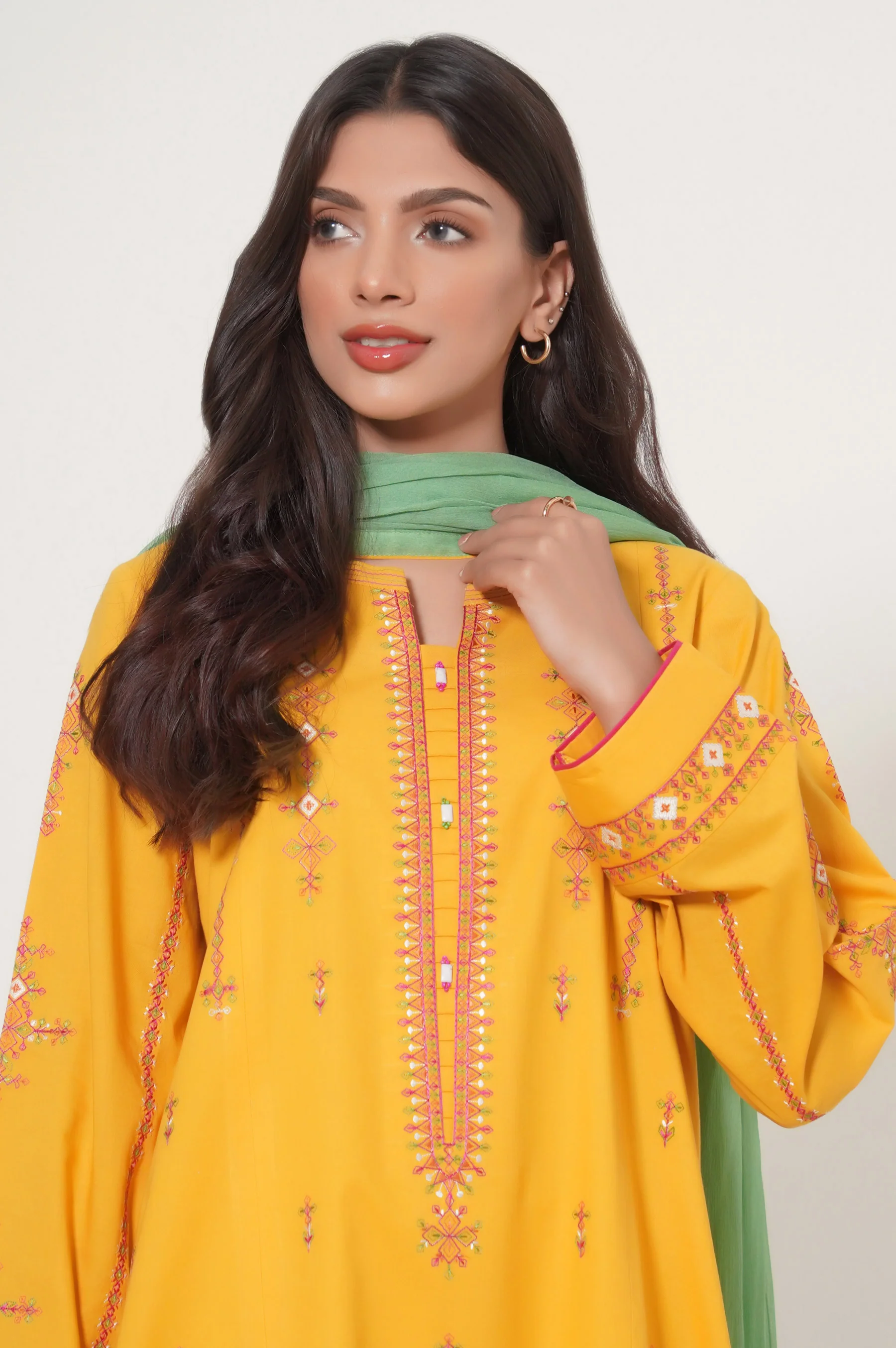 Unstitched 3 Piece Embroidered Cambric Suit - Image 3