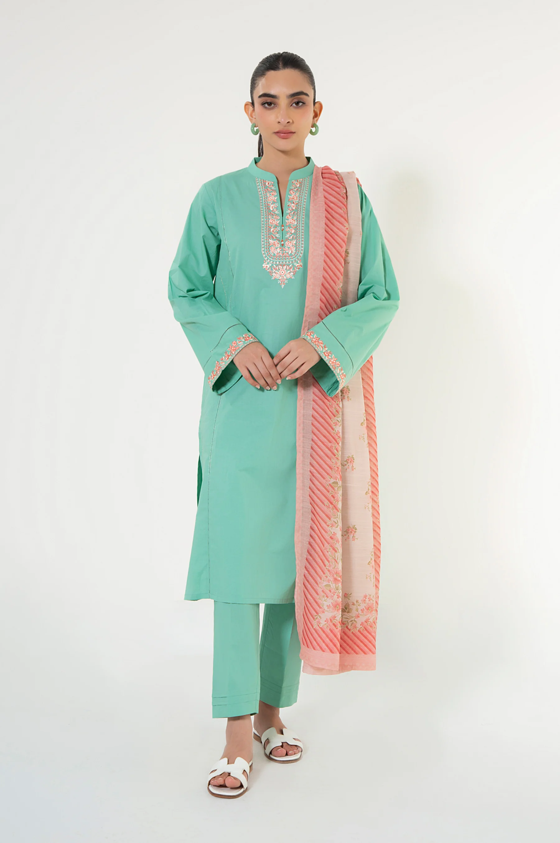Unstitched 3 Piece Embroidered Cambric Suit