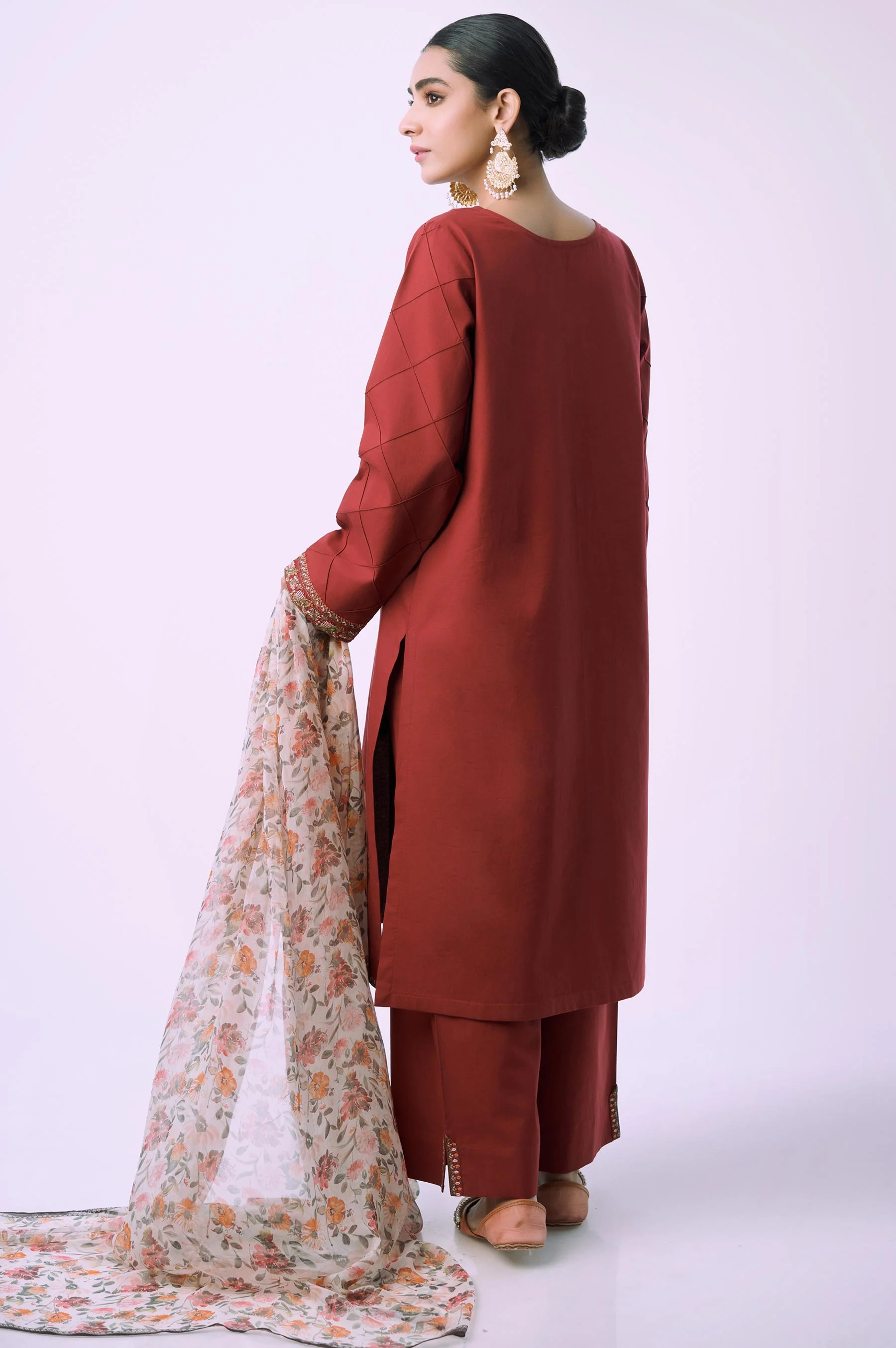 Unstitched 3 Piece Embroidered Cambric with Chiffon Dupatta - Image 2