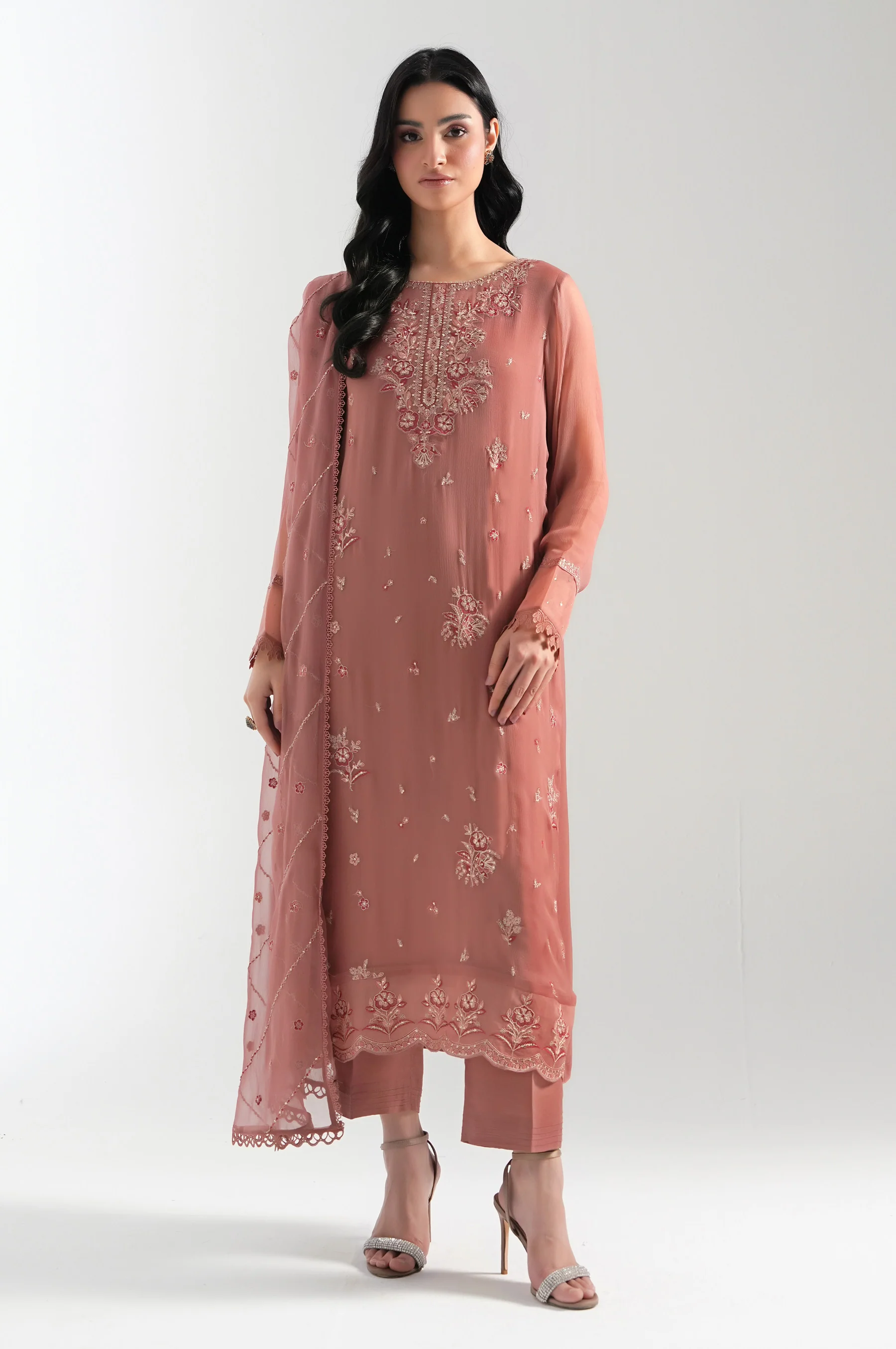 UNSTITCHED EMBROIDERED SUIT