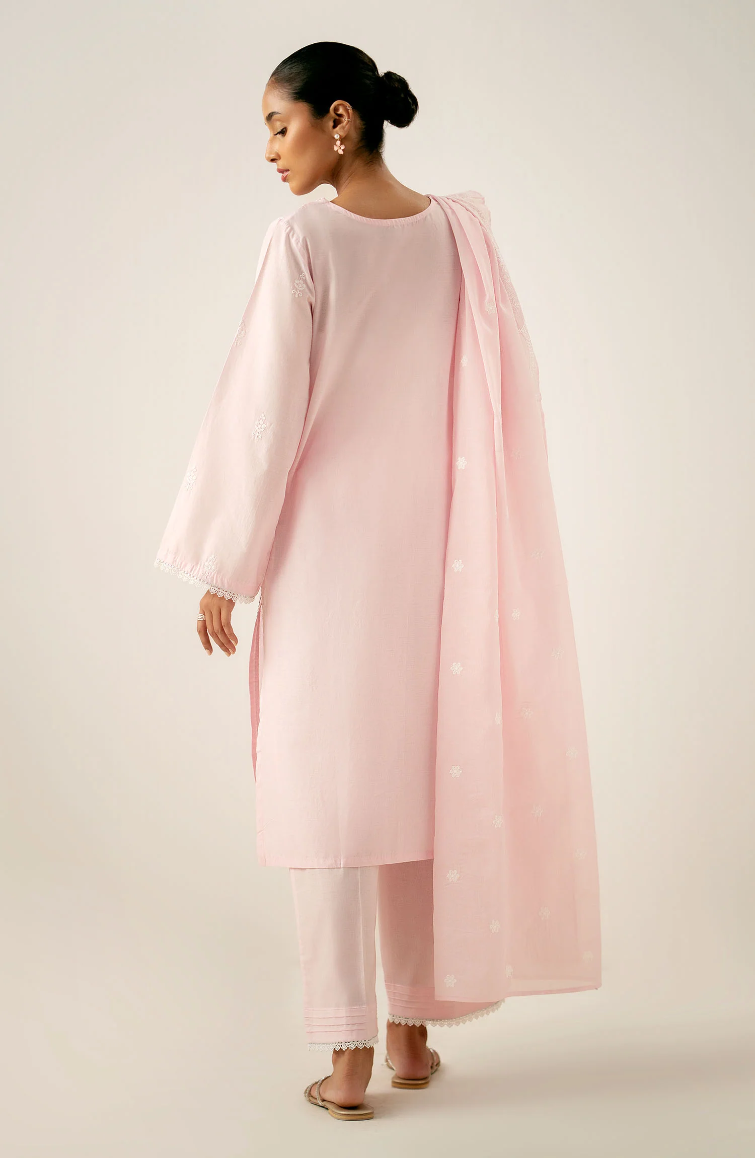 Unstitched 3 Piece Embroidered Chikankari Lawn Suit - Image 6