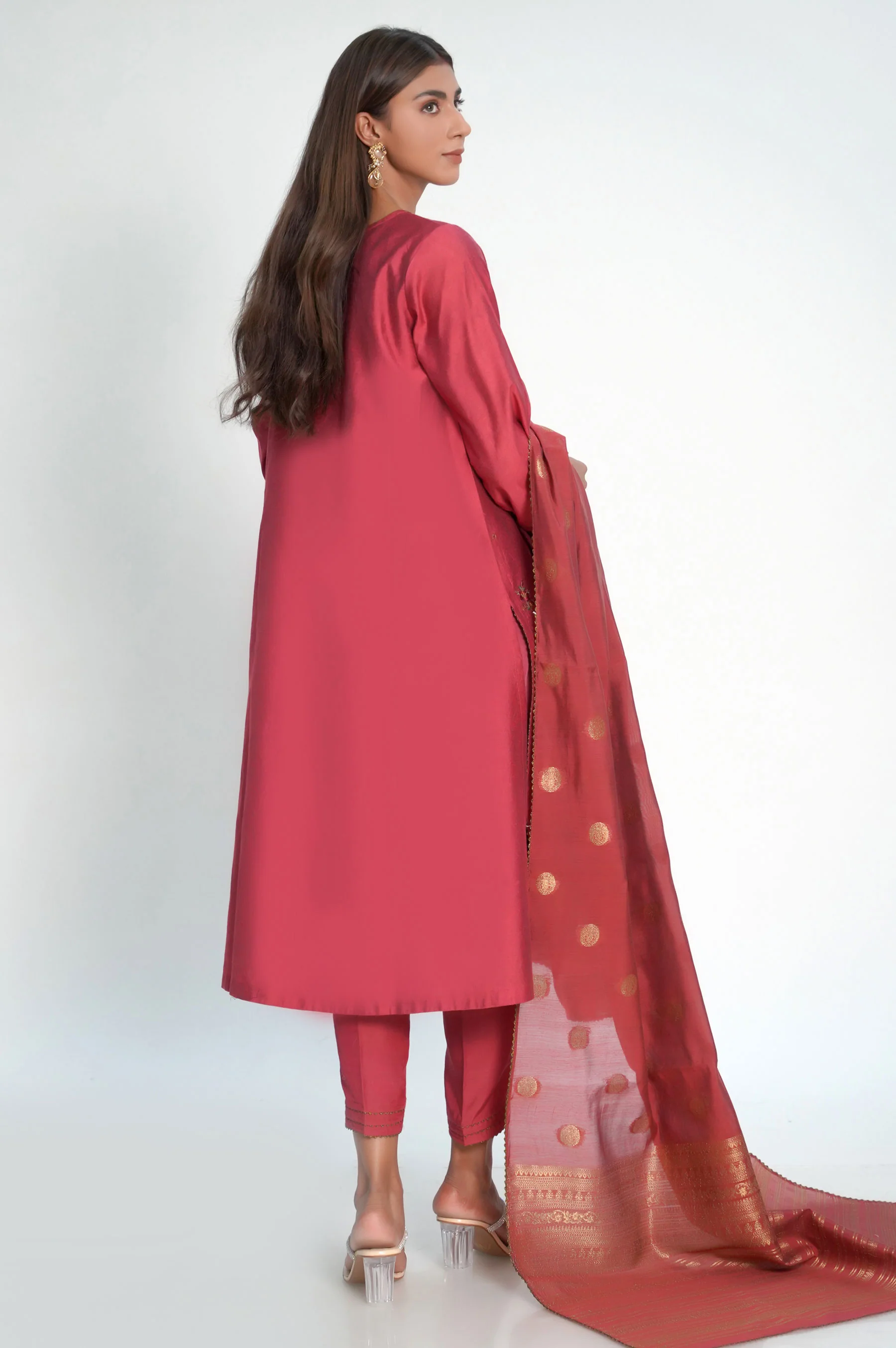 Unstitched 3 Piece Embroidered Cotton Net Suit - Image 3