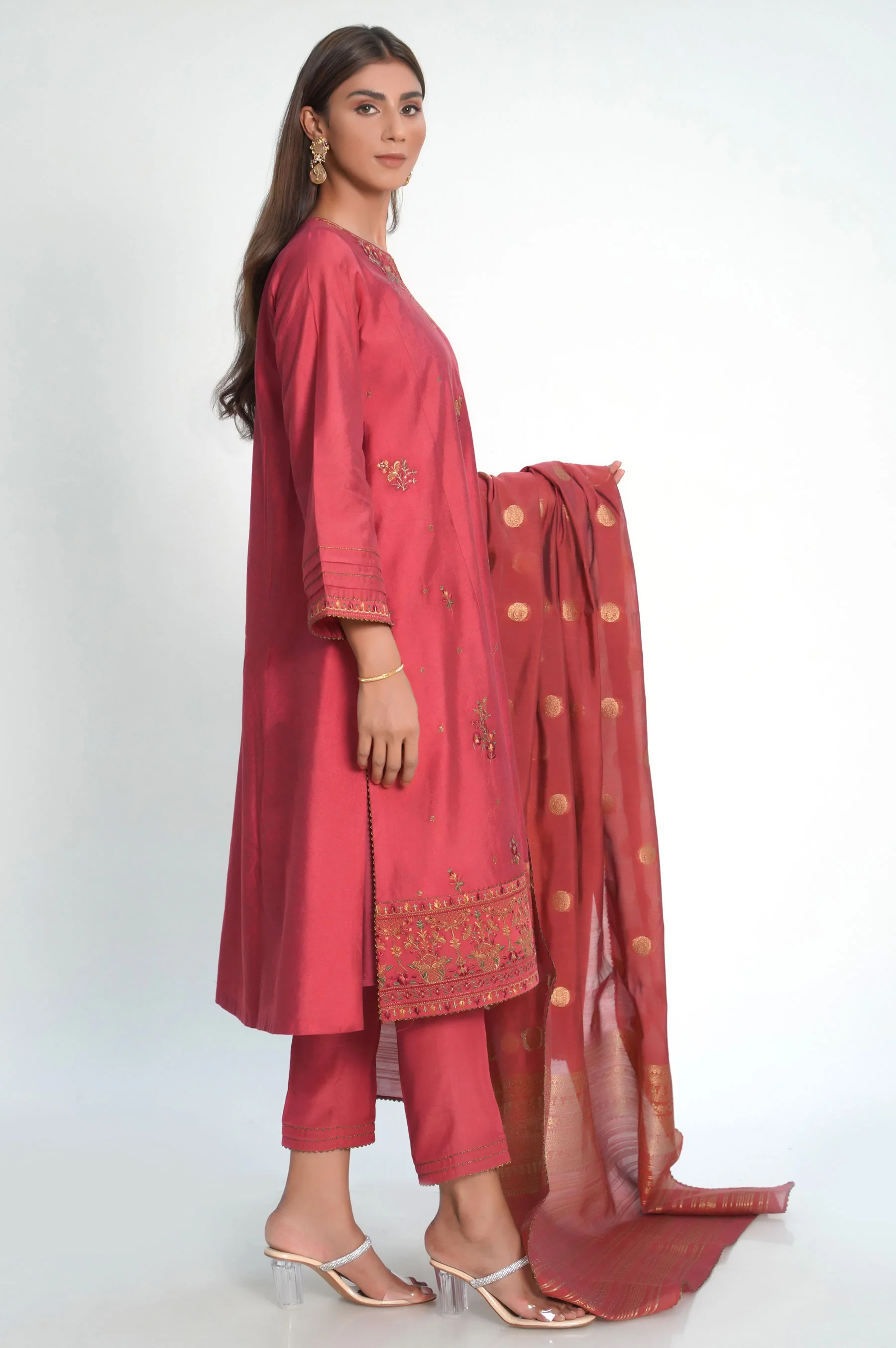 Unstitched 3 Piece Embroidered Cotton Net Suit - Image 6