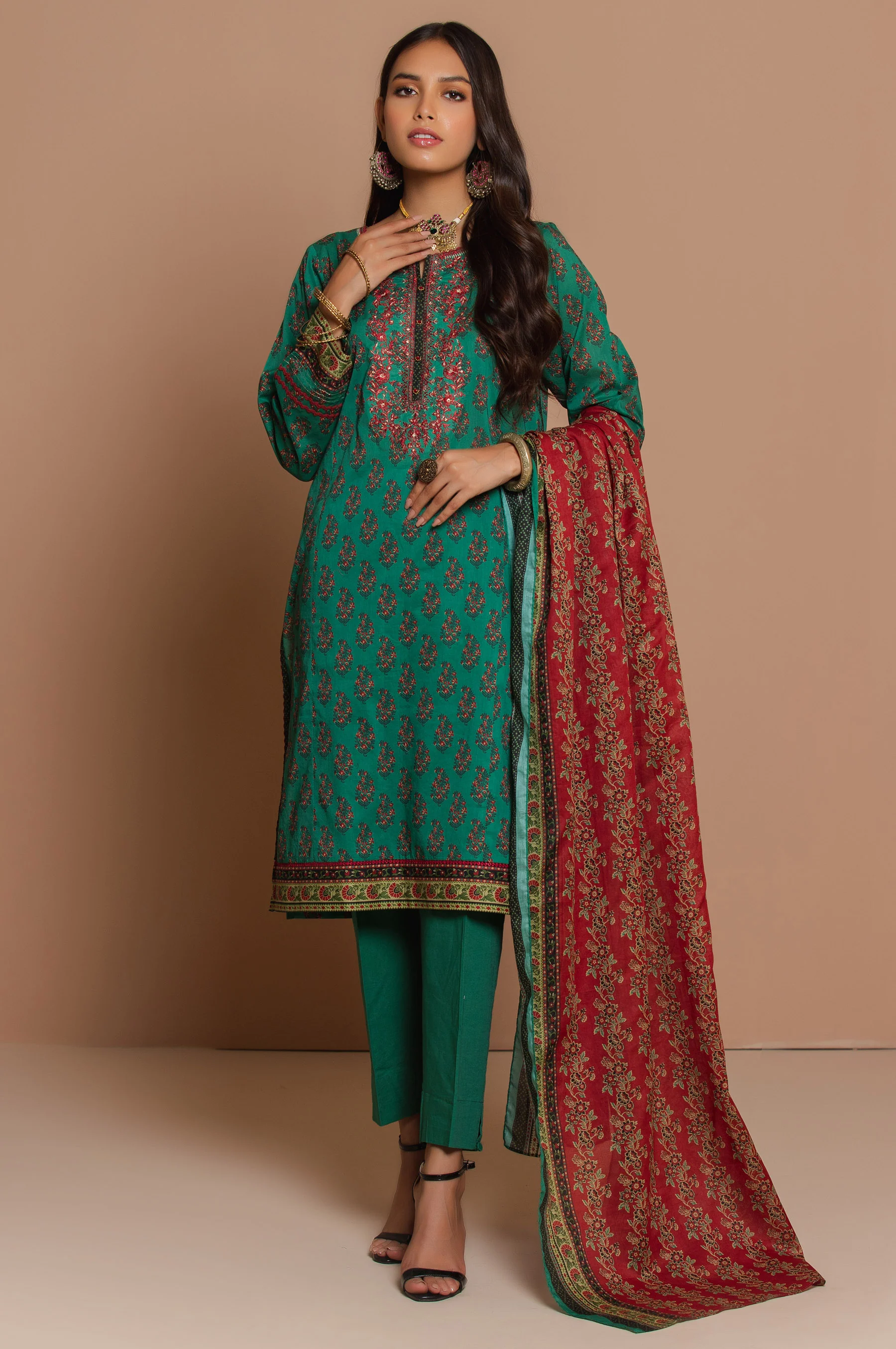 Unstitched 3 Piece Embroidered Lawn Suit